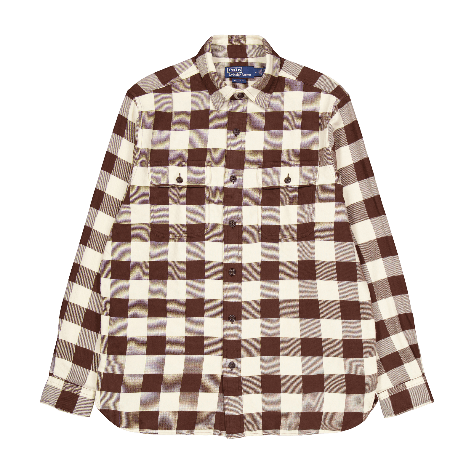 Classic Fit Checked Twill Workshirt Winter Cream / Brown