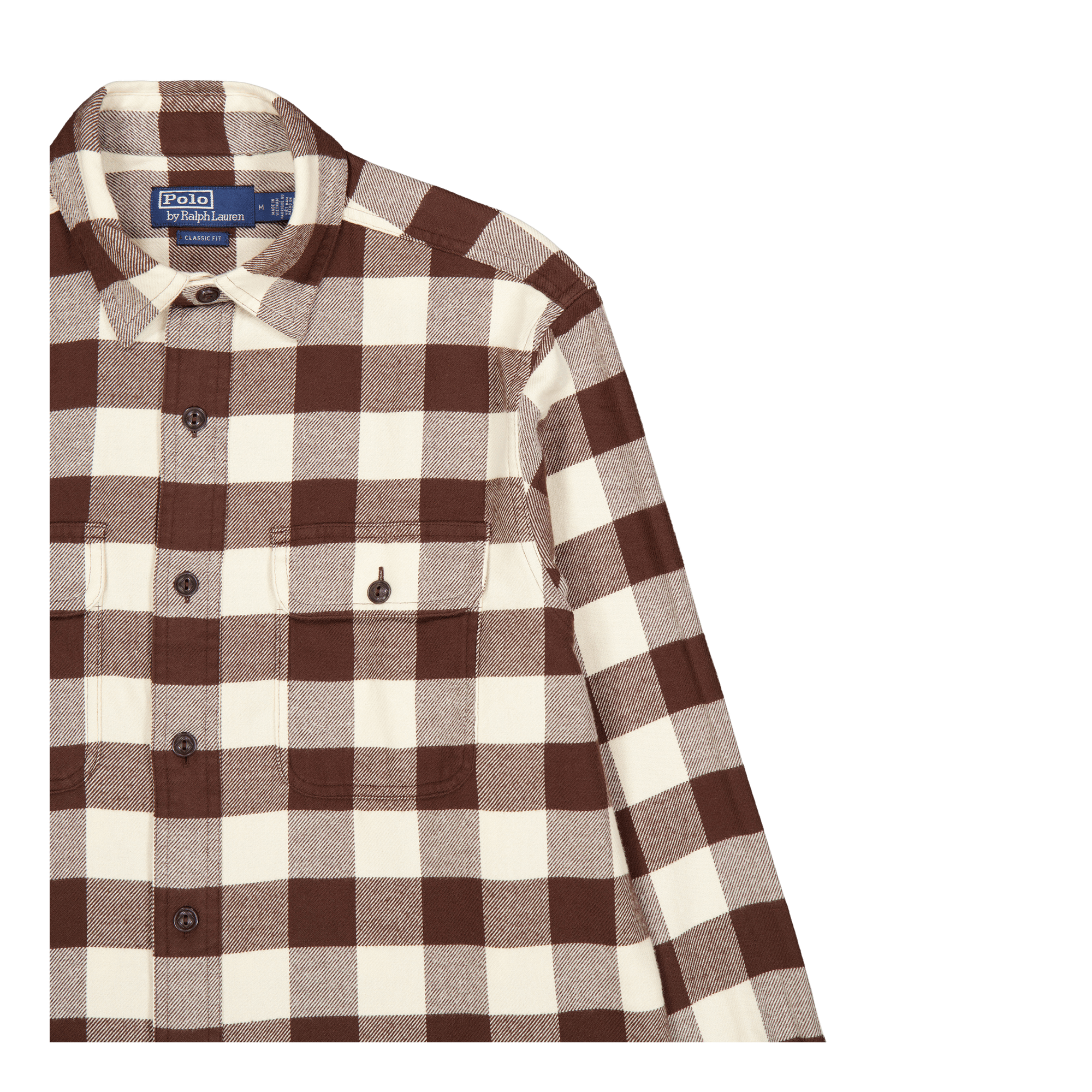 Classic Fit Checked Twill Workshirt Winter Cream / Brown