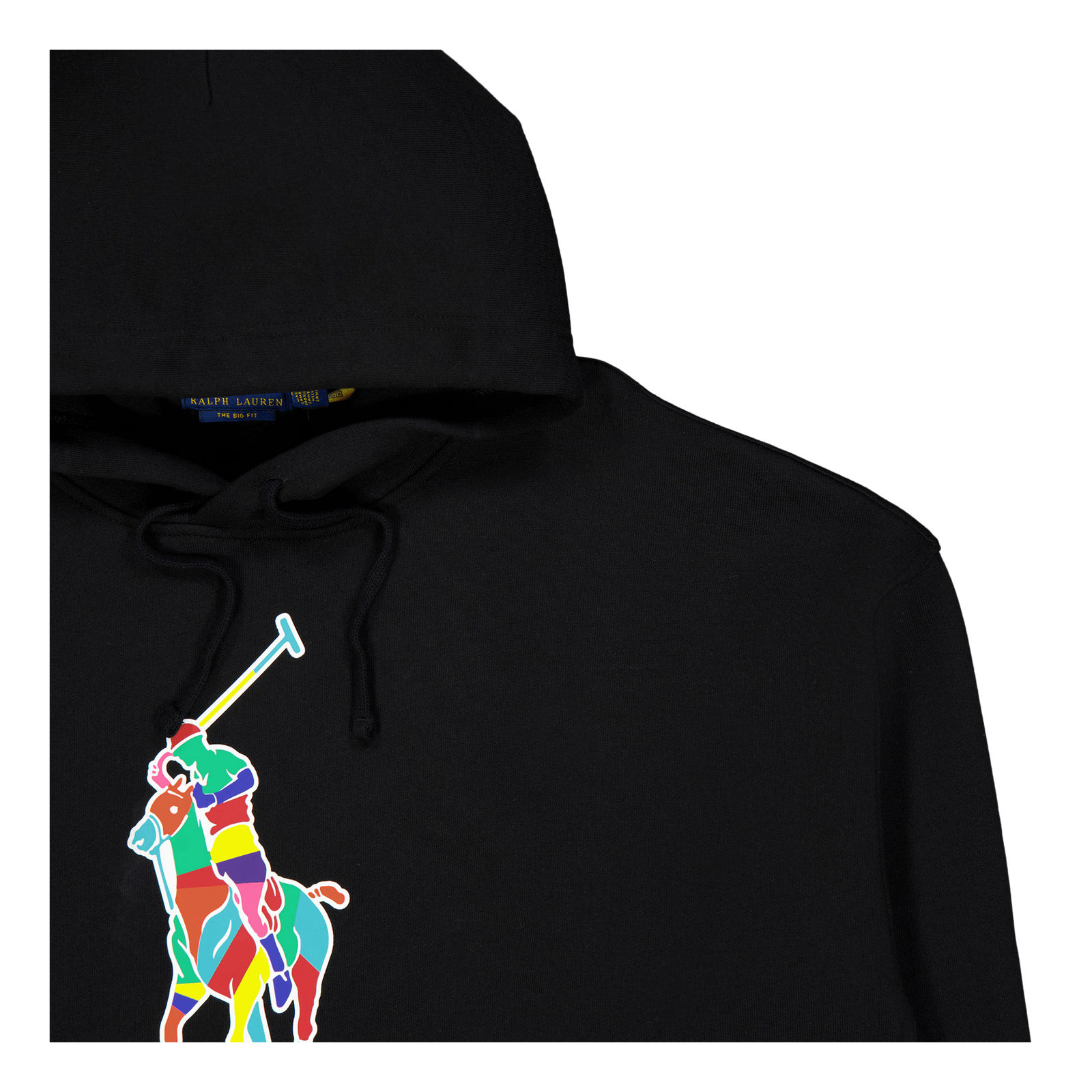 Big Fit Big Pony Fleece Hoodie Polo Black