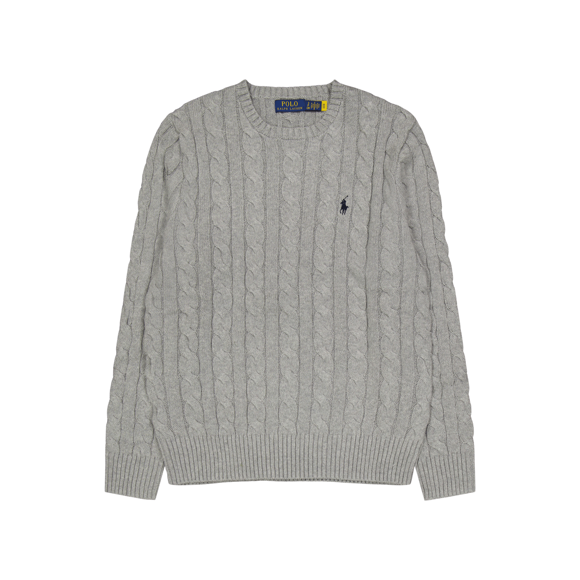 Cable-Knit Cotton Sweater Fawn Grey Heather