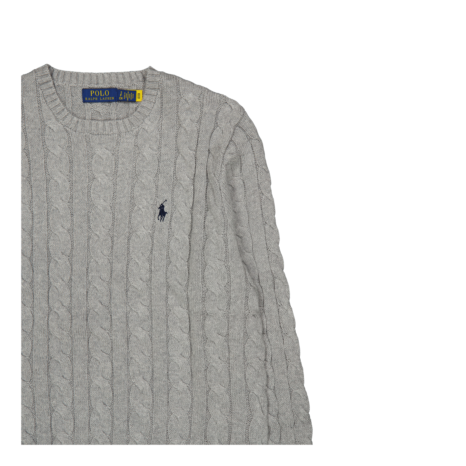 Cable-Knit Cotton Sweater Fawn Grey Heather