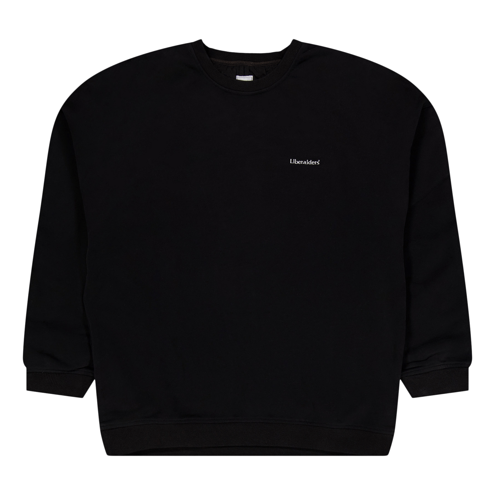 Cotton Fleece Quilted Crewneck Black