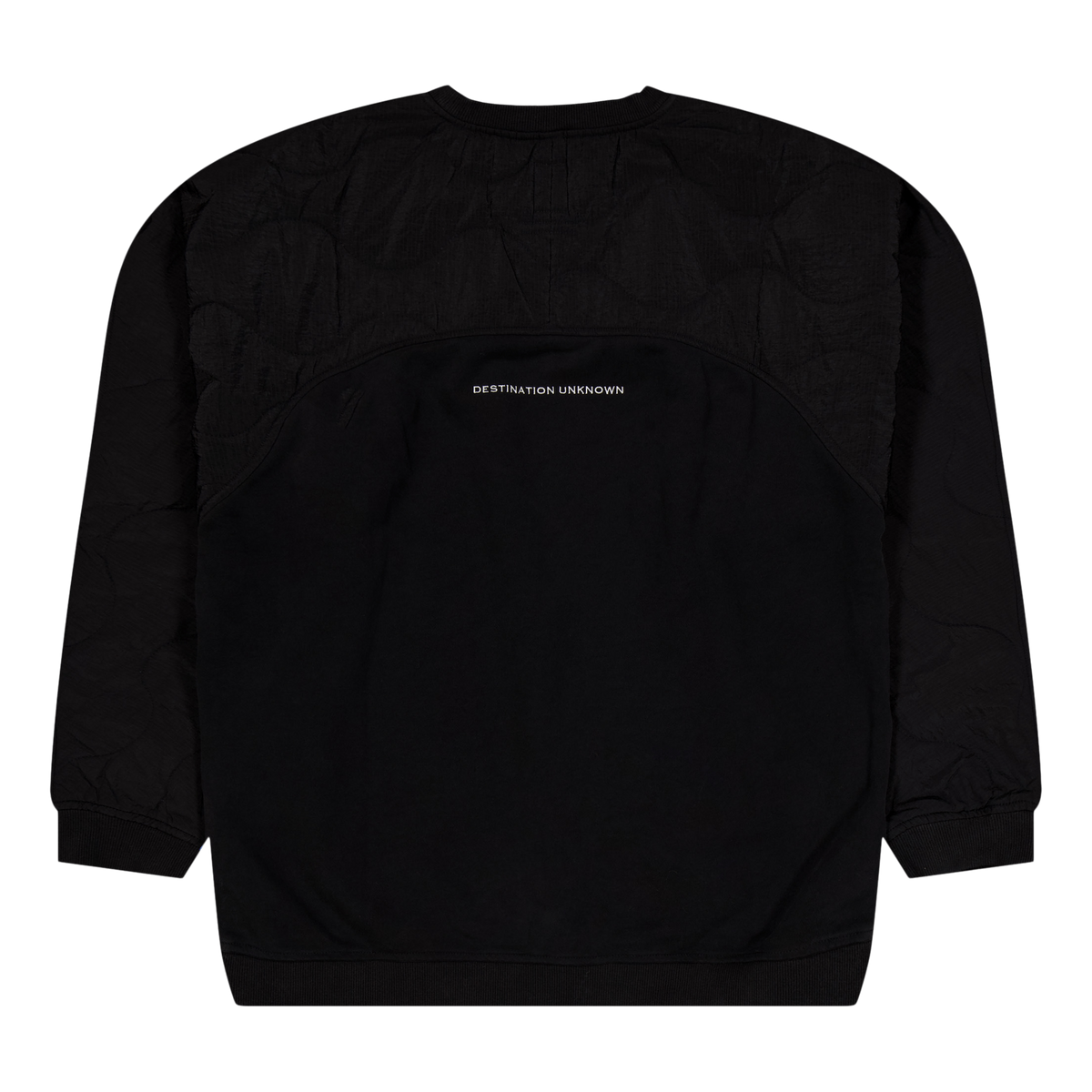 Cotton Fleece Quilted Crewneck Black