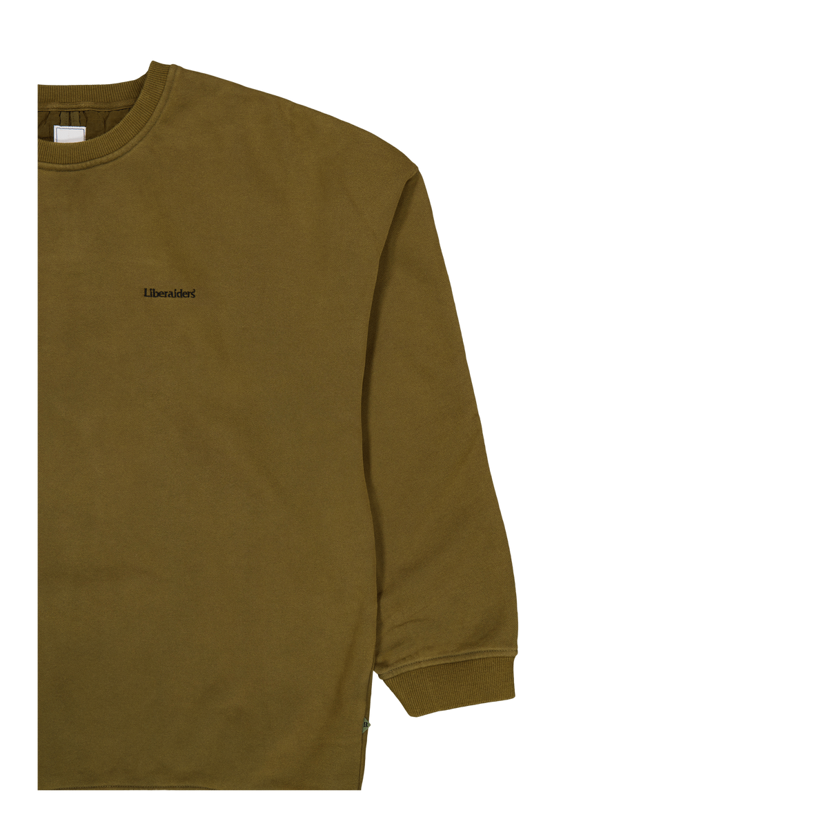 Cotton Fleece Quilted Crewneck Olive