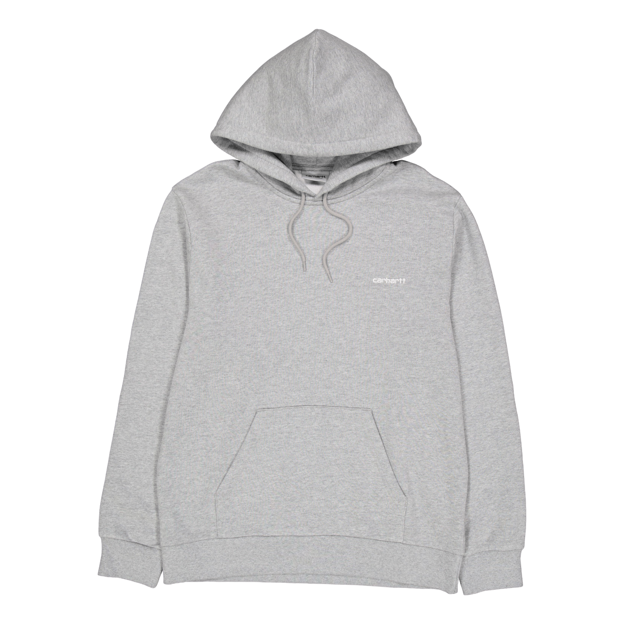 Hooded Script Embroidery Sweat Grey Heather / White