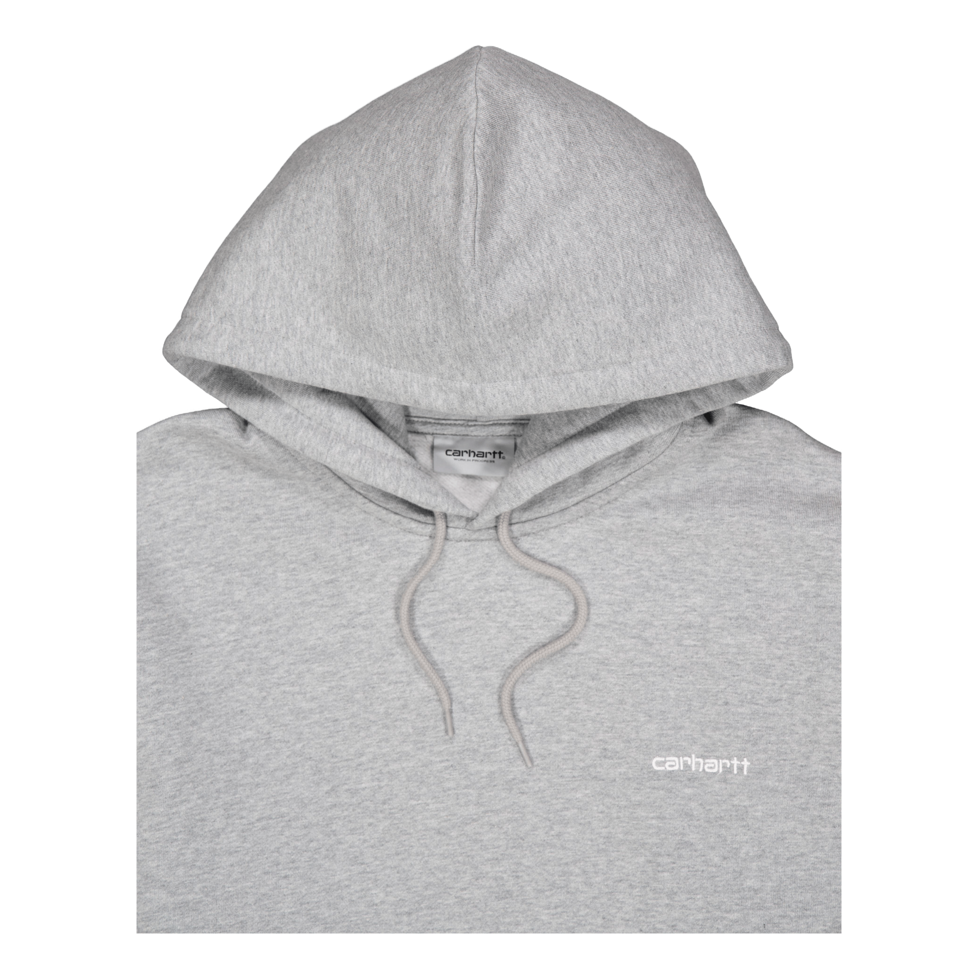 Hooded Script Embroidery Sweat Grey Heather / White