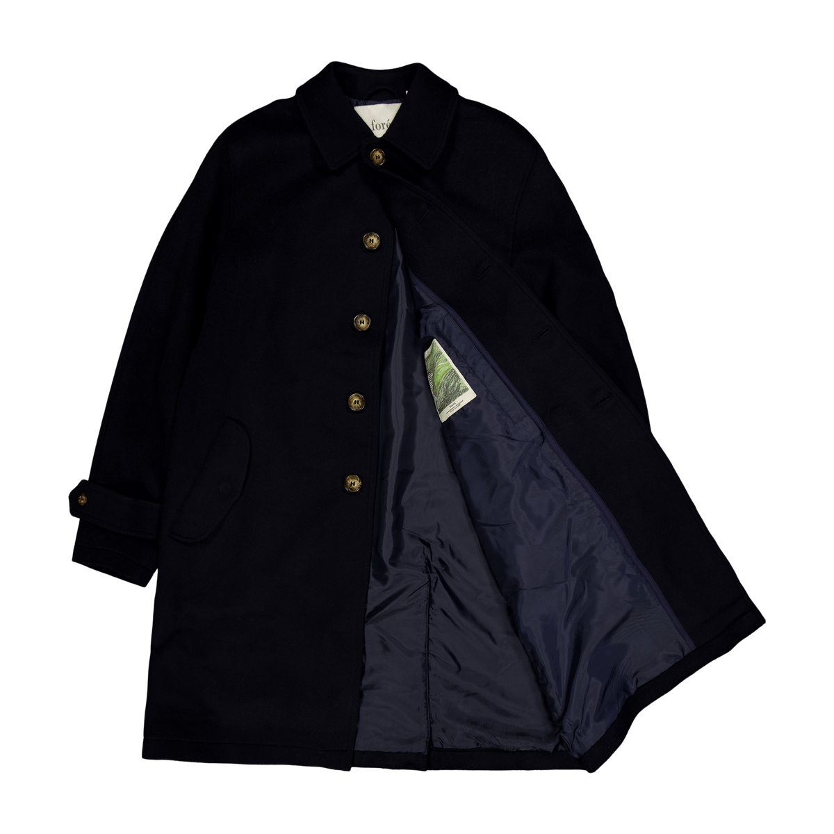 Shelter Wool Long Coat - Navy Navy