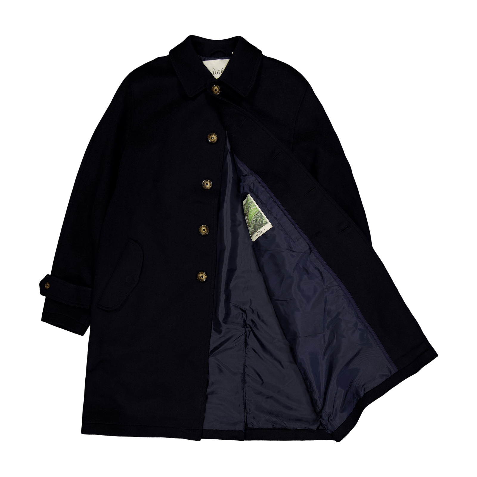 Shelter Wool Long Coat - Navy Navy