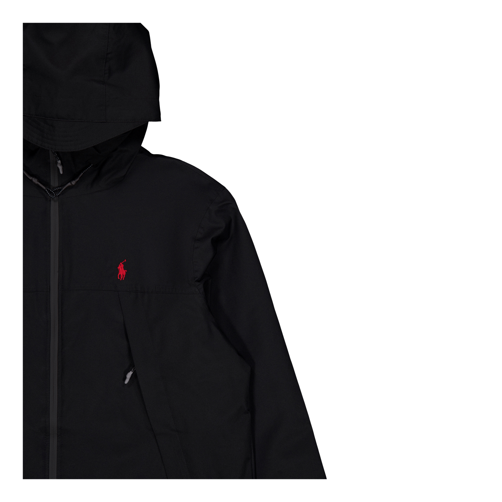 Water-Resistant Hooded Jacket Polo Black