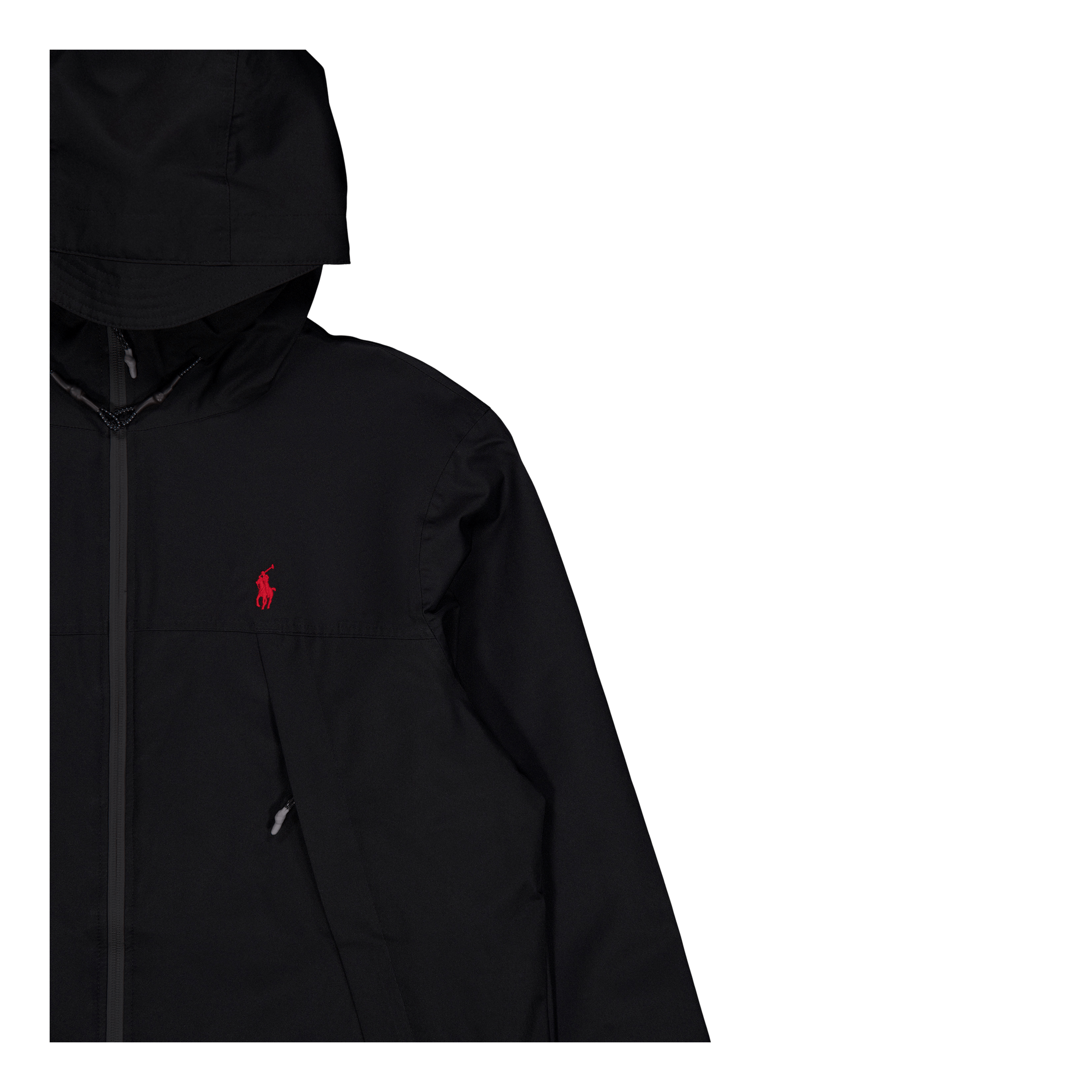 Water-Resistant Hooded Jacket Polo Black