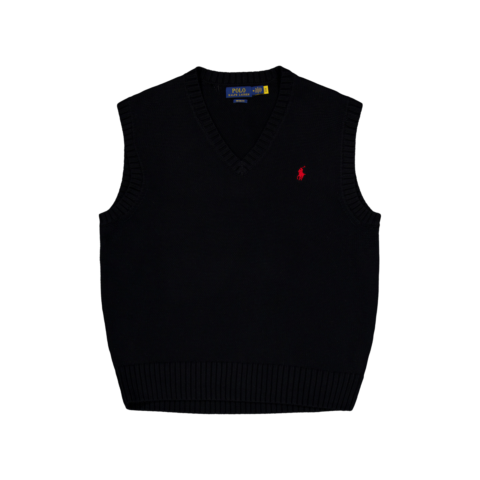 Big Fit Cotton Sweater Vest Polo Black