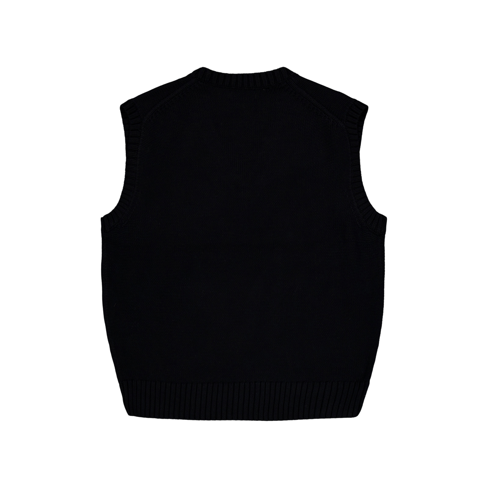 Big Fit Cotton Sweater Vest Polo Black