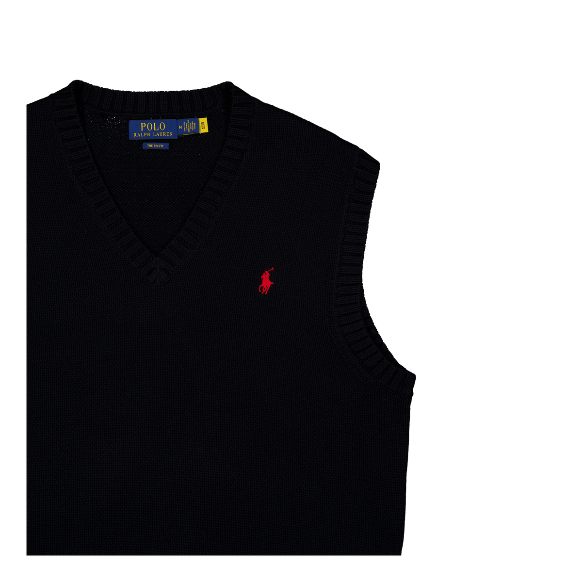 Big Fit Cotton Sweater Vest Polo Black