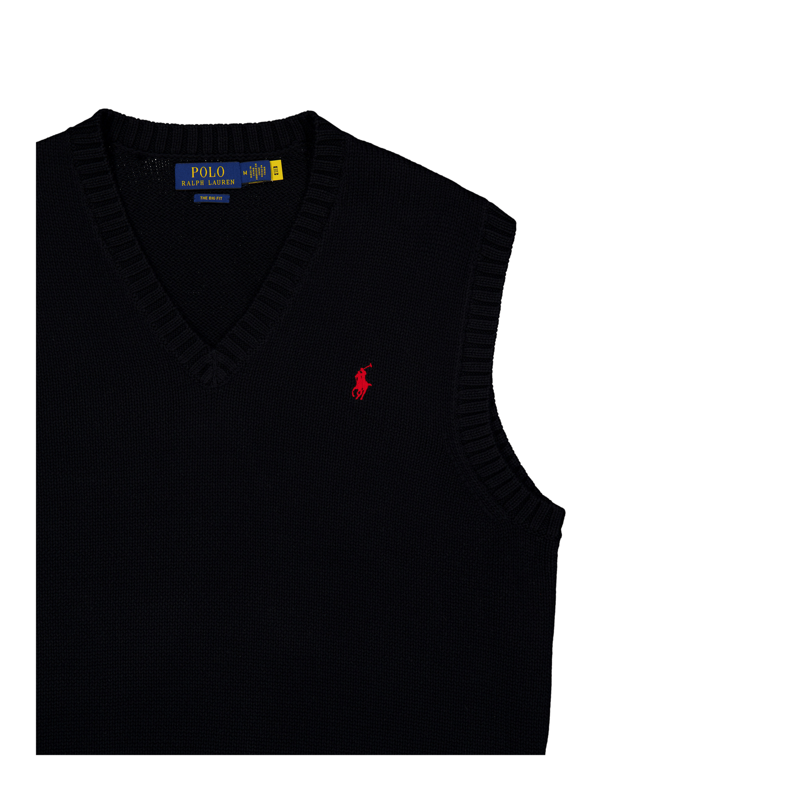 Big Fit Cotton Sweater Vest Polo Black