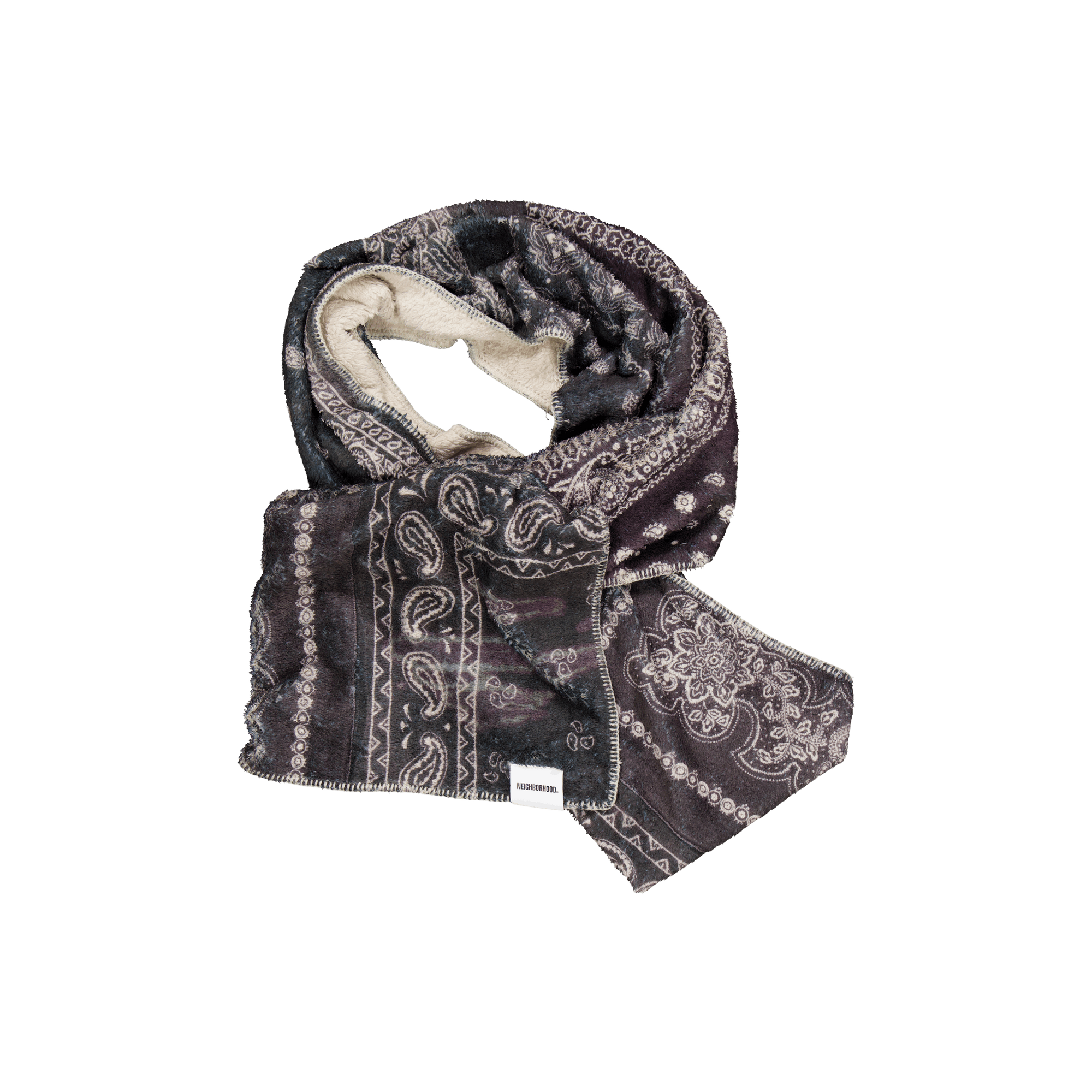 Bandana Pattern Fleece Muffler Black