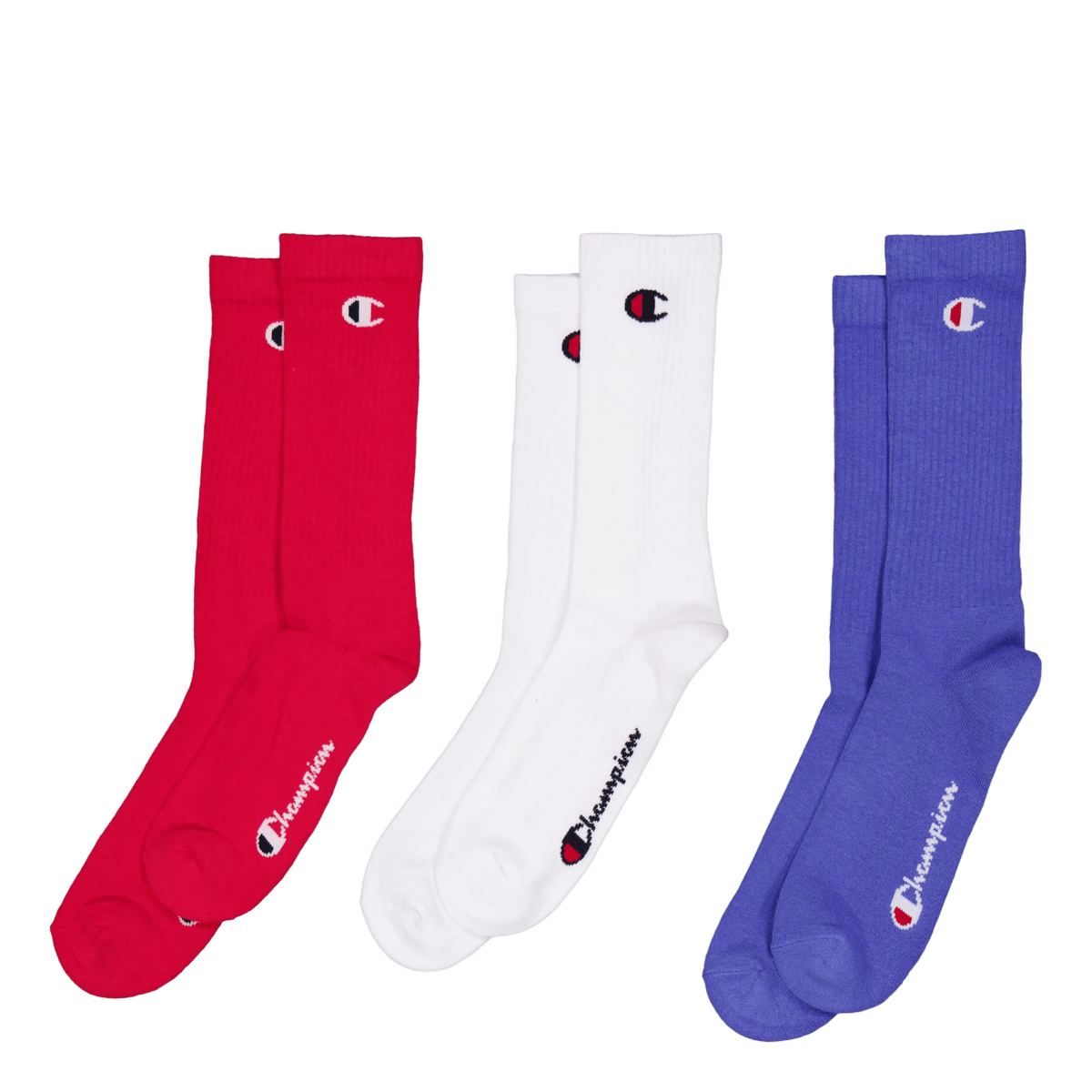 3pk Crew Socks Rox/wht/jen