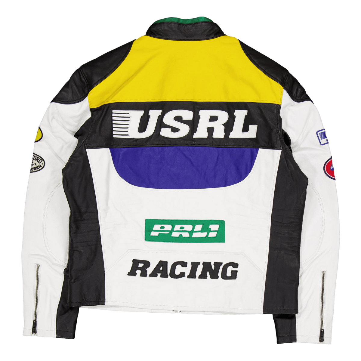 Leather Café Racer Jacket White Multi