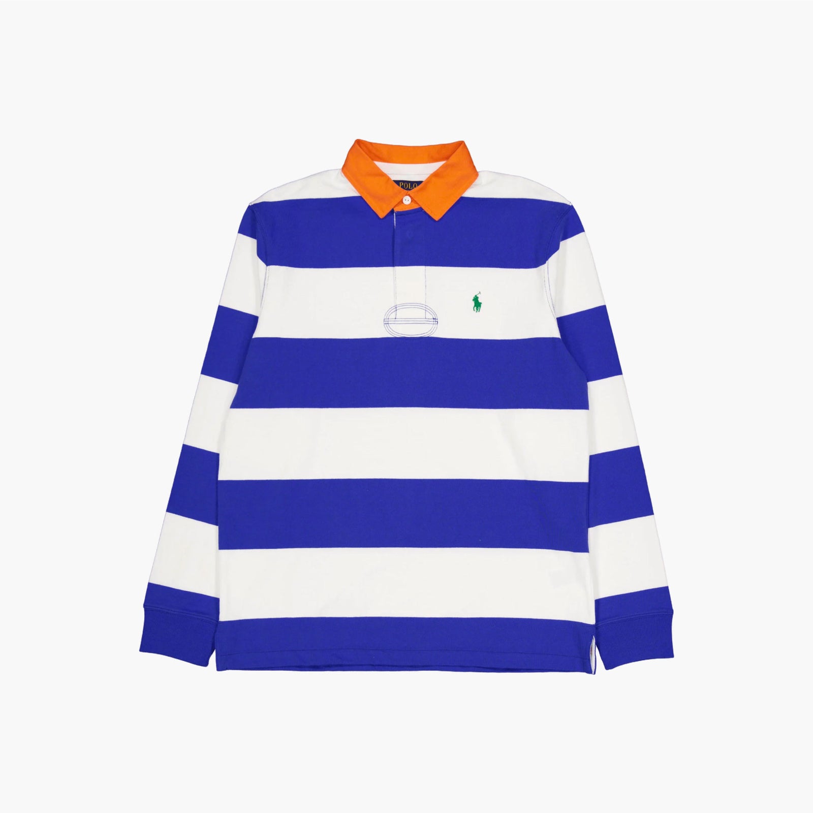 Classic Fit Striped Jersey Rugby Shirt New Iris Blue / White