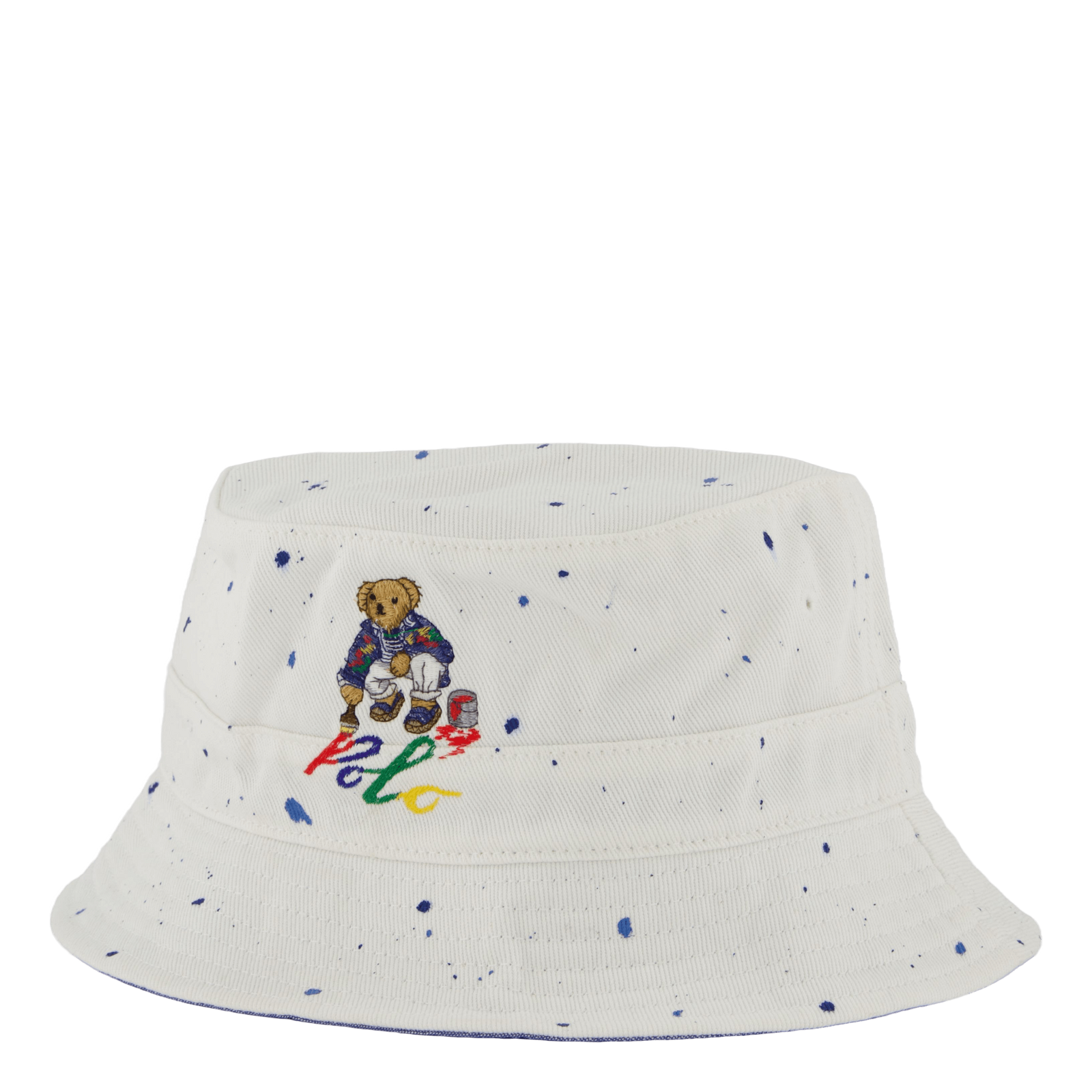 Polo Bear Paint-Splatter Bucket Hat White