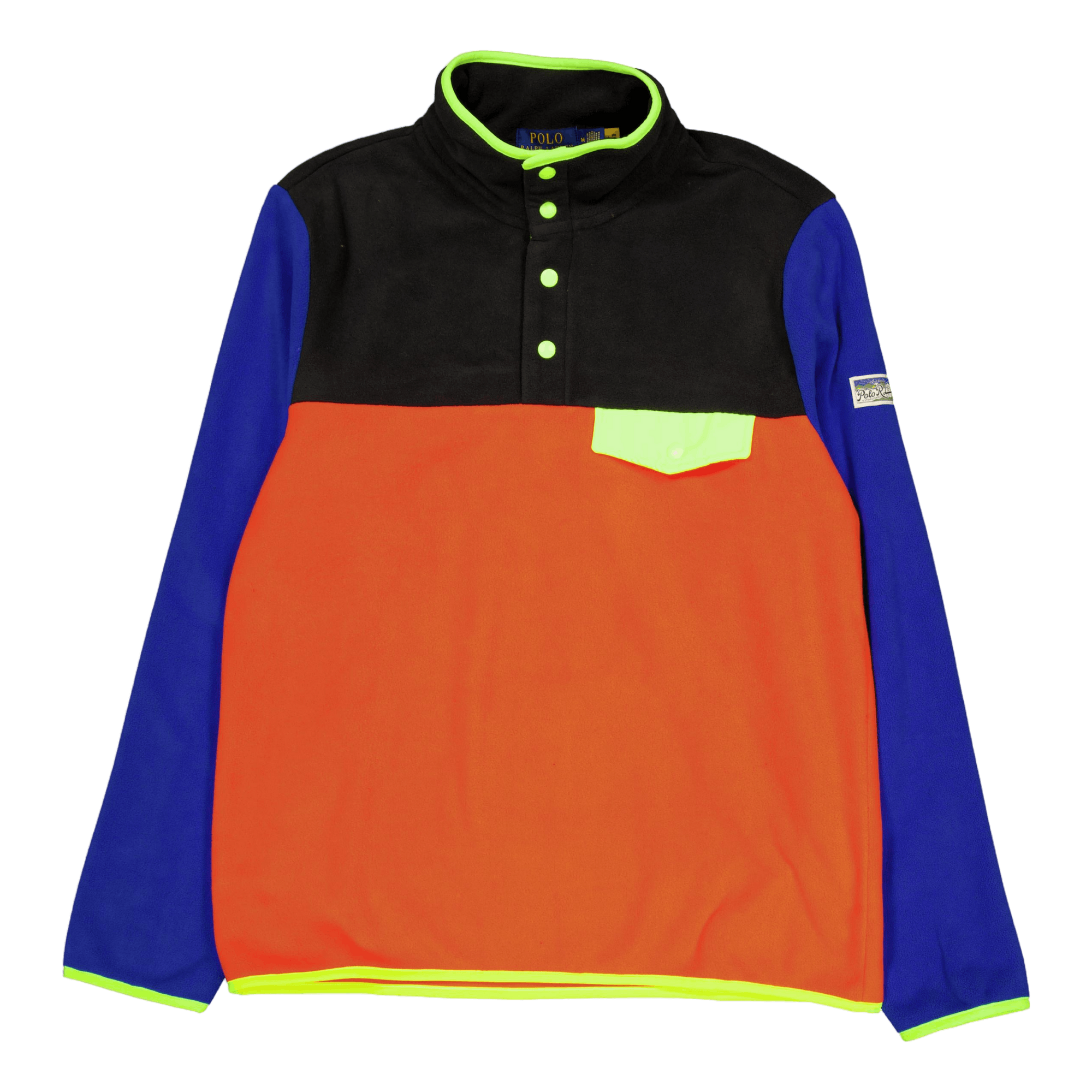 Color-Blocked Brushed Fleece Pullover Elite Orange Multi
