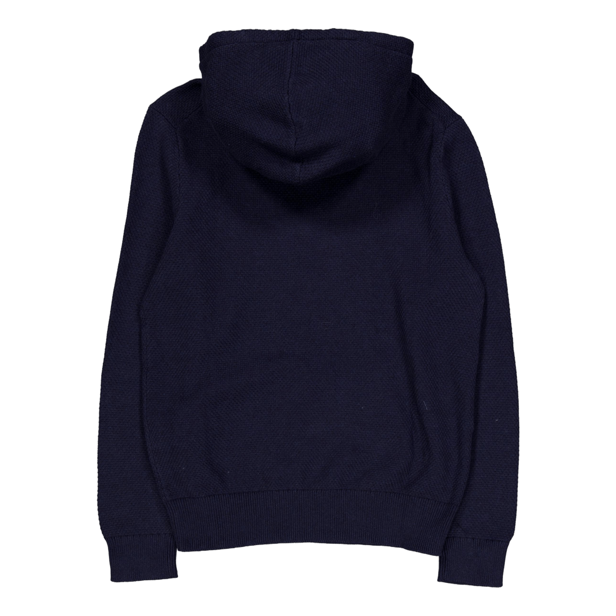 Woven-Stitch Cotton Hooded Sweater Navy Hthr
