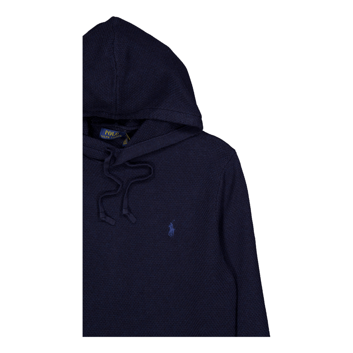 Woven-Stitch Cotton Hooded Sweater Navy Hthr