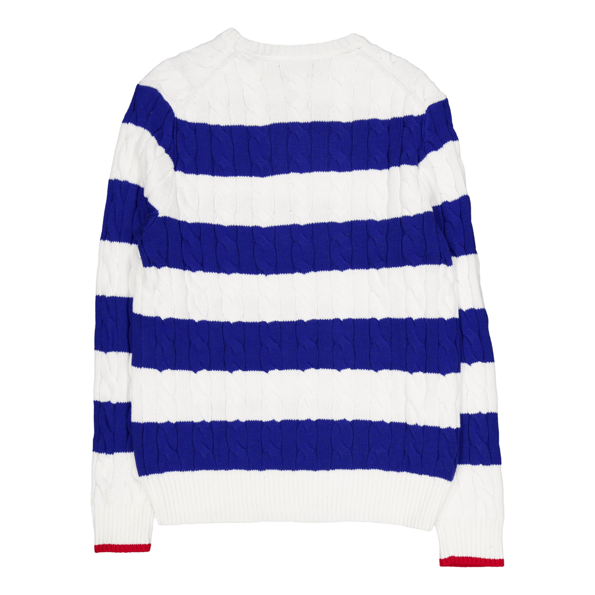 Striped Cable-Knit Cotton Sweater White Combo