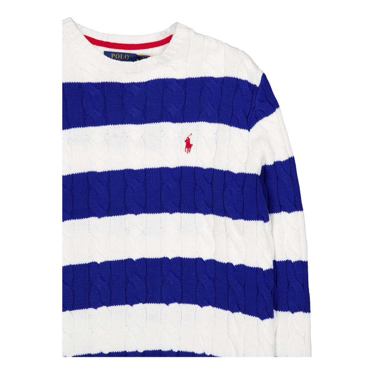 Striped Cable-Knit Cotton Sweater White Combo