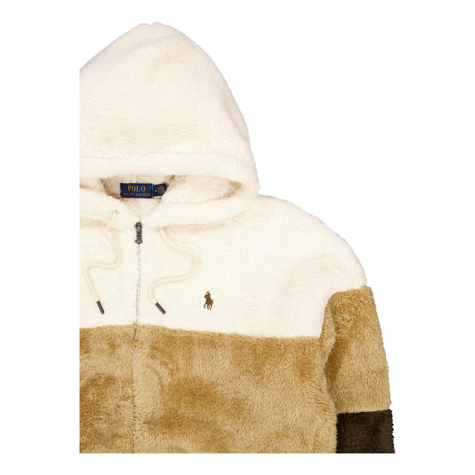 Color-Blocked Pile Fleece Hoodie Winter Cream Multi