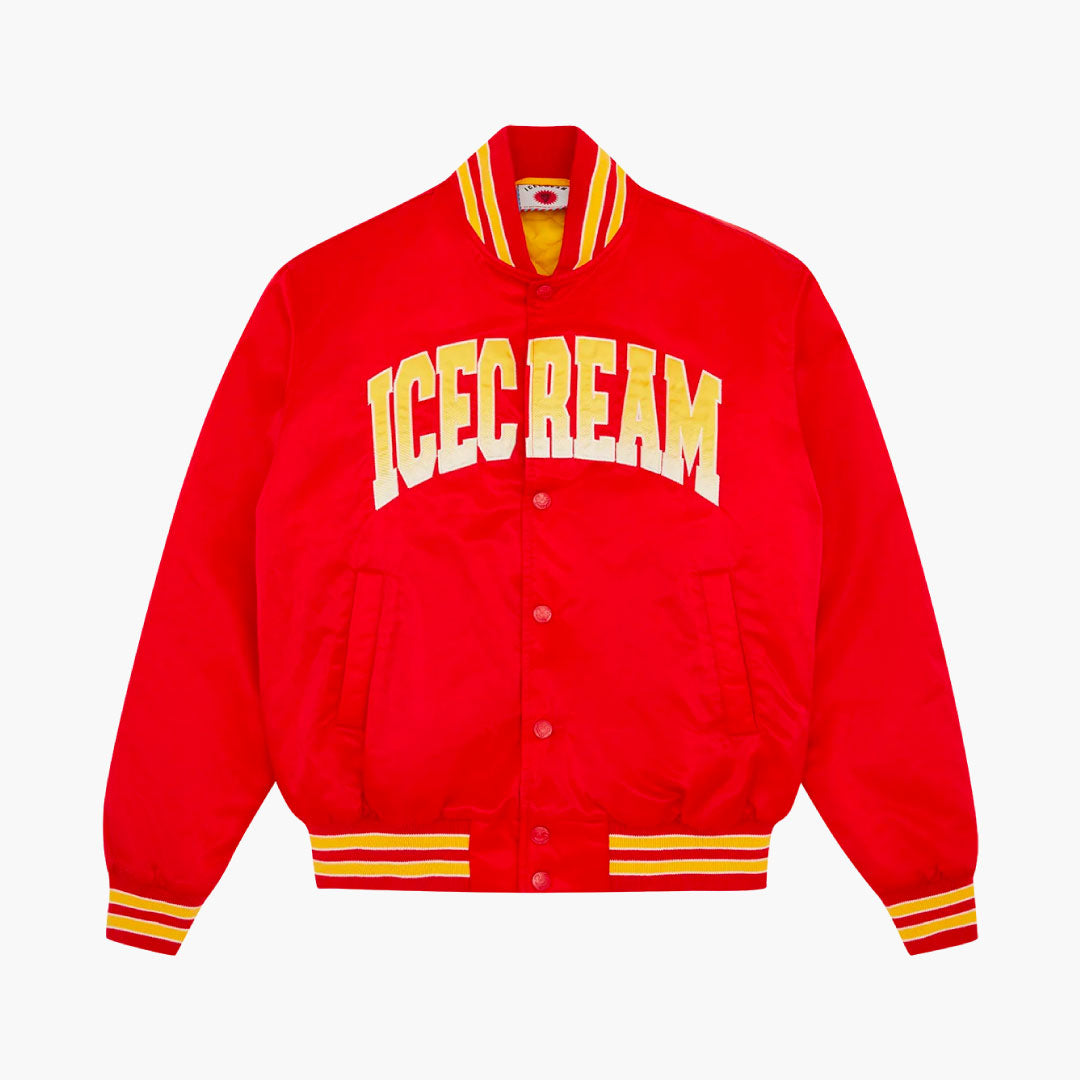 College Satin Bomber Red