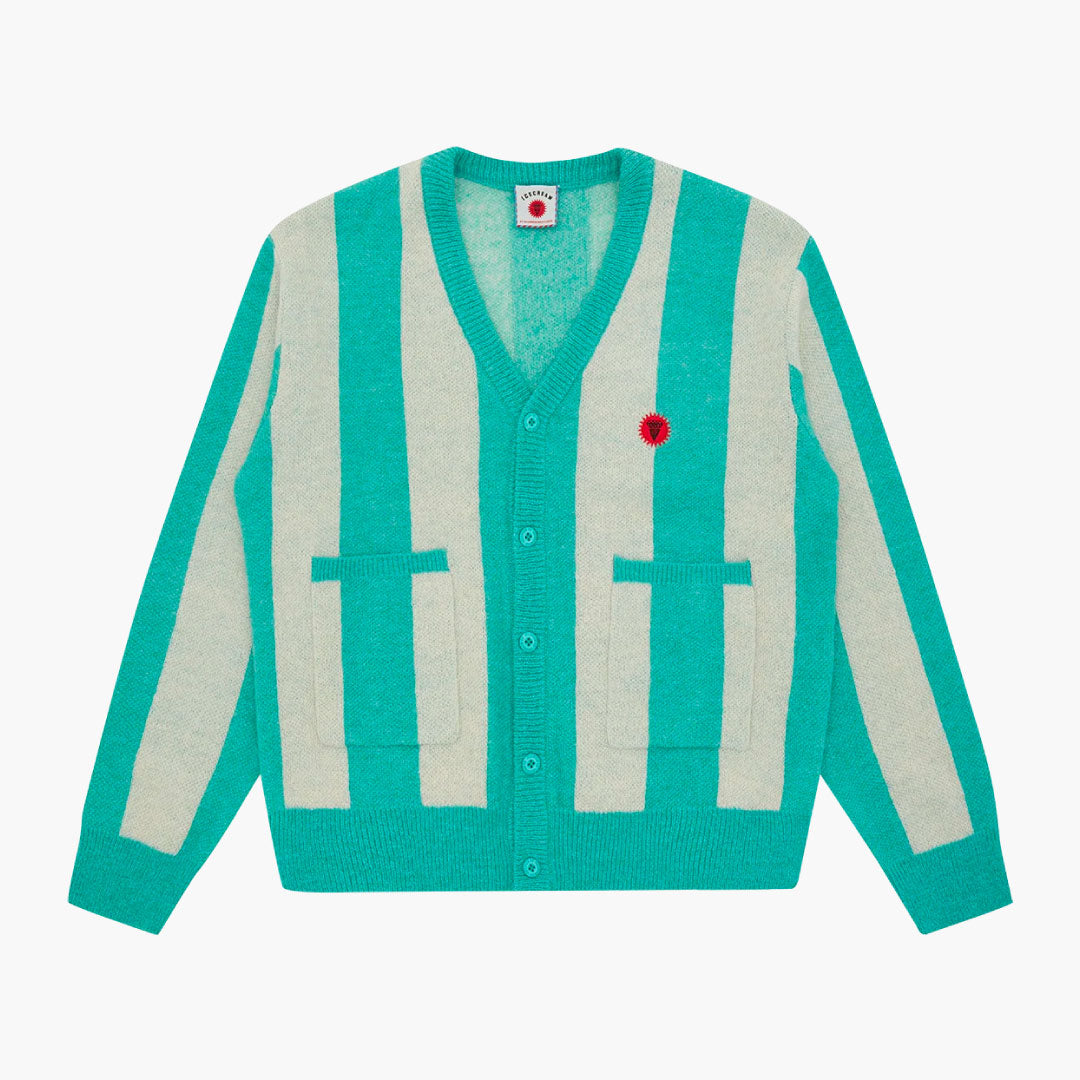Striped Knitted Cardigan Teal Stripe
