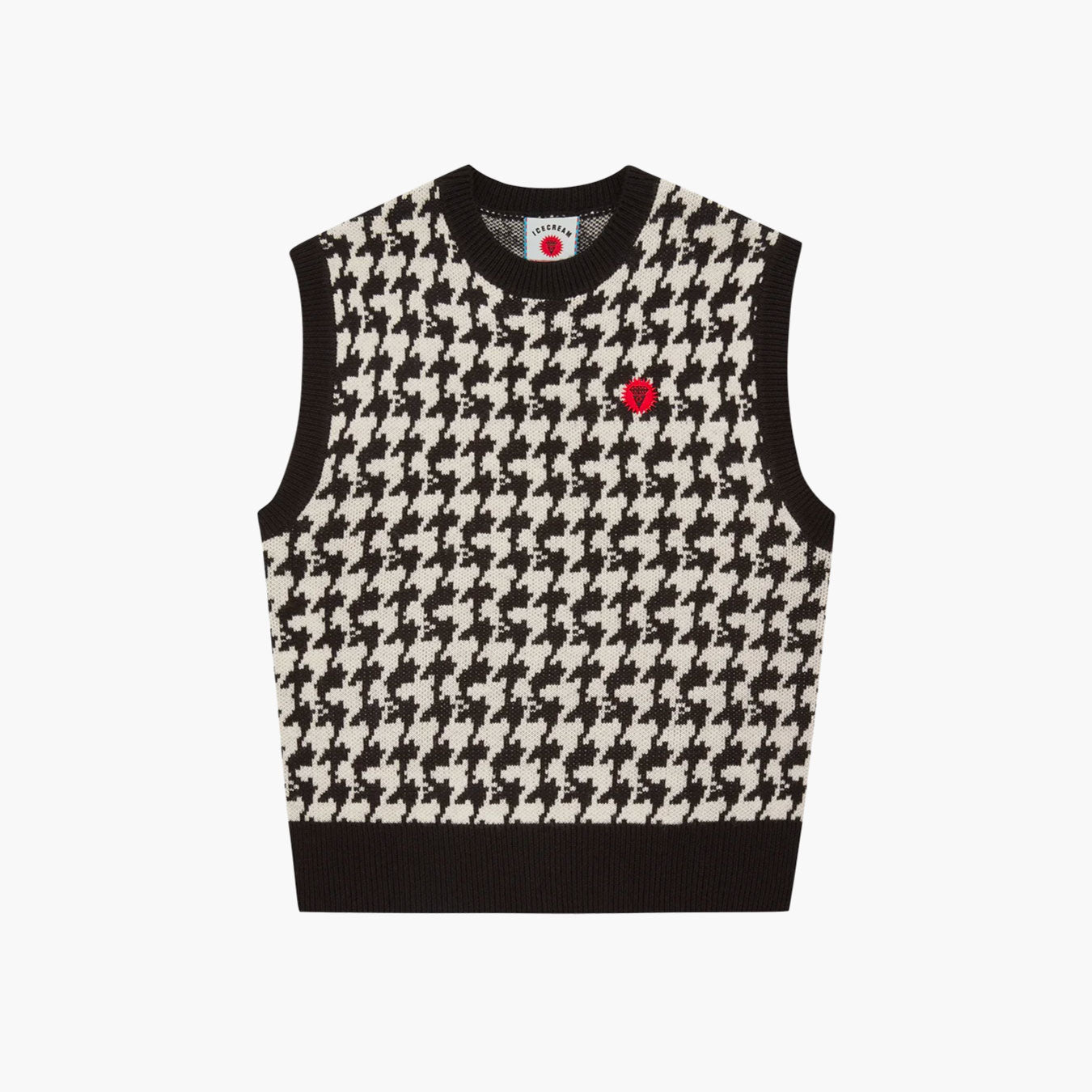 Houndstooth Knitted Vest Black And White