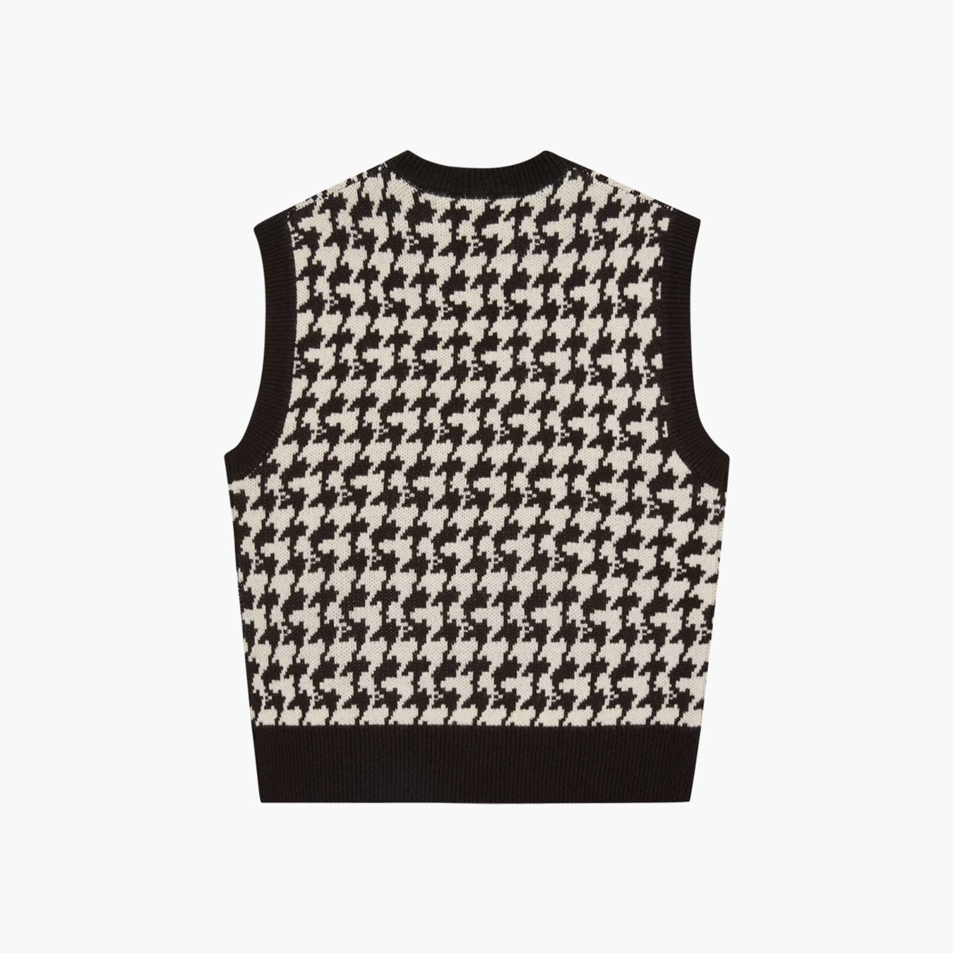 Houndstooth Knitted Vest Black And White