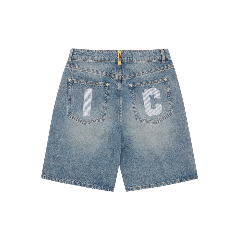 Running Dog Denim Shorts Washed Blue