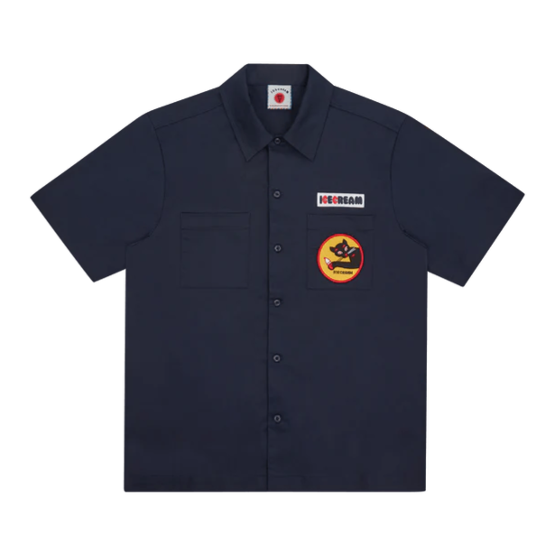Waitress Camp Collar Shirt Navy