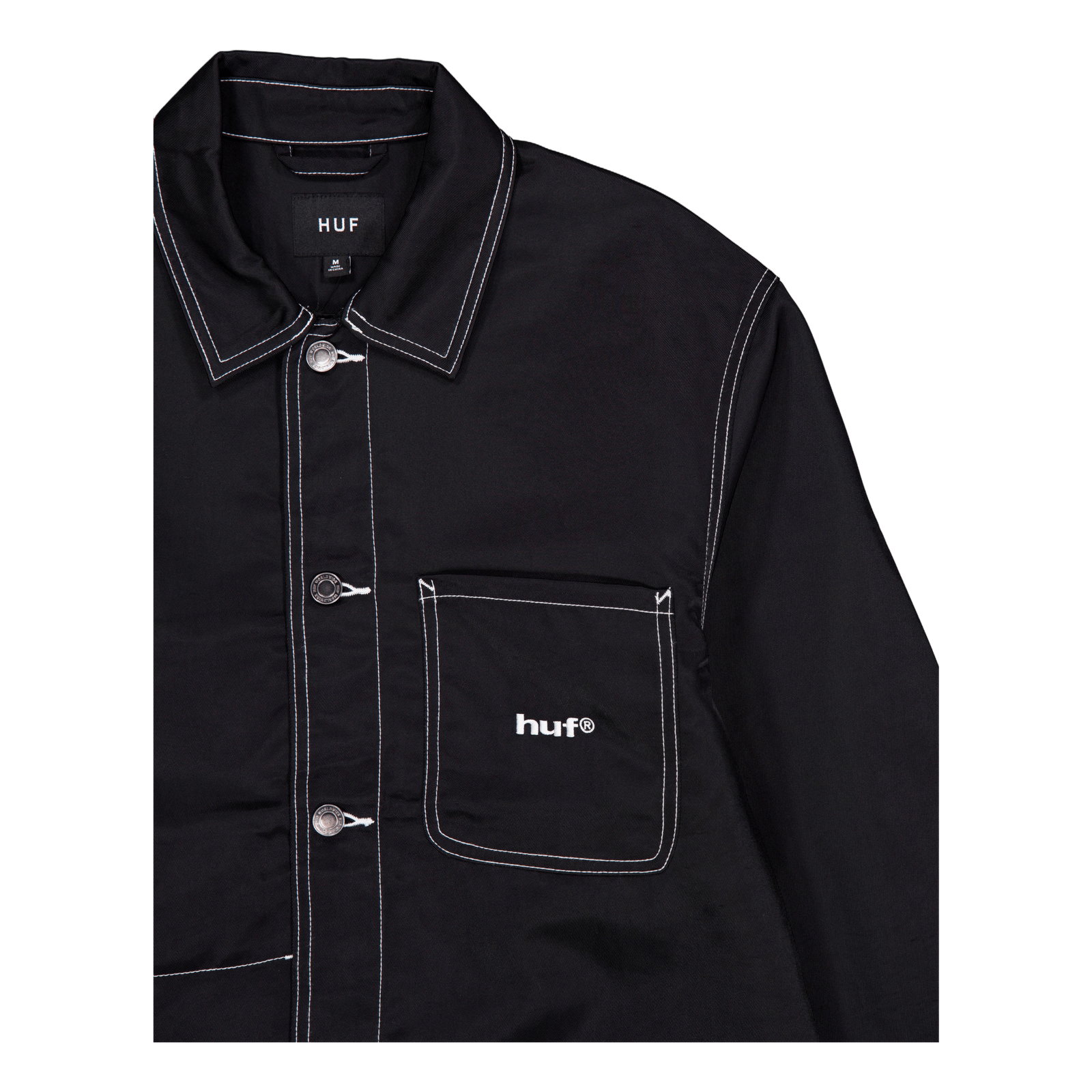 Contrast Nylon Chore Jacket Black