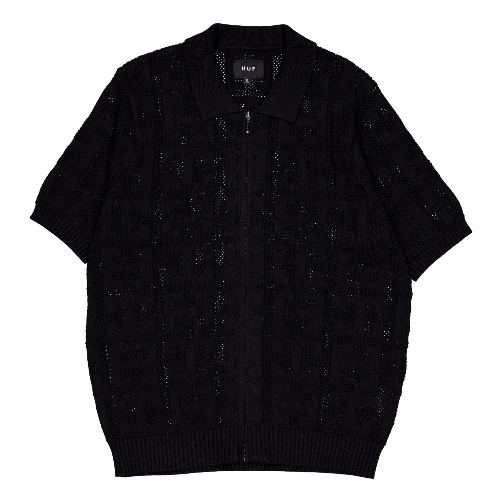 Monogram Jacquard Zip Sweater Black