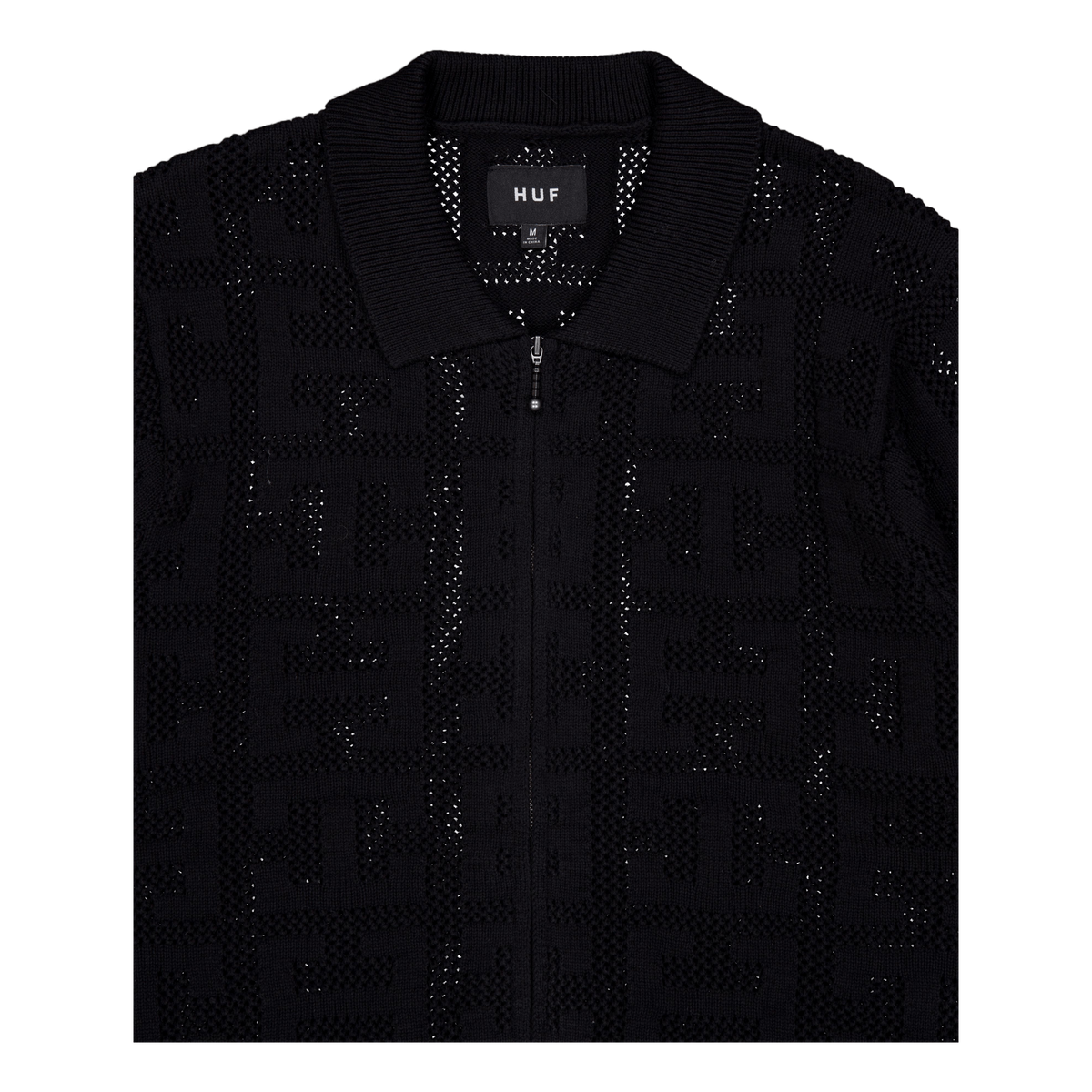 Monogram Jacquard Zip Sweater Black
