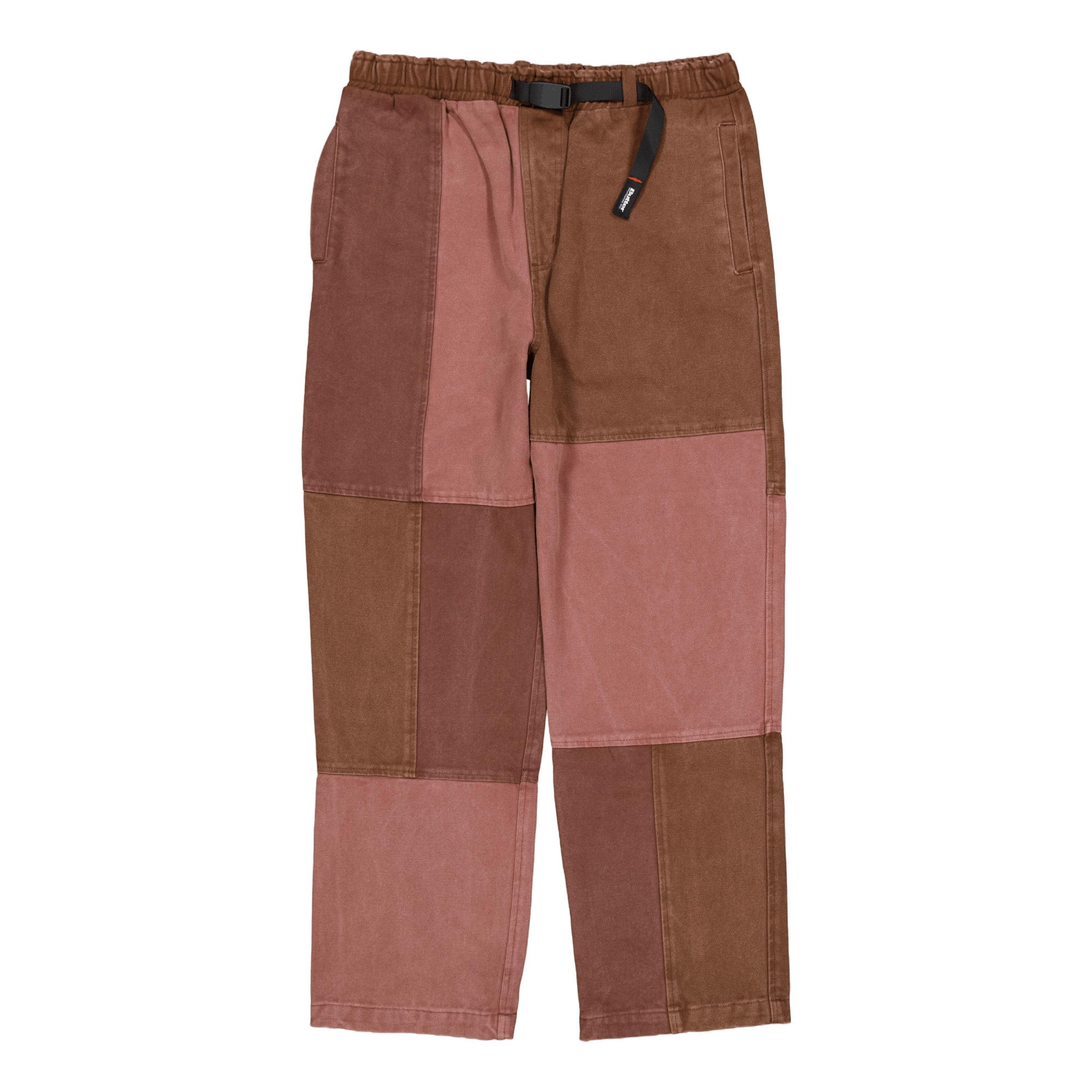 Washed Canvas Patchwork Pants Washed Burgundy