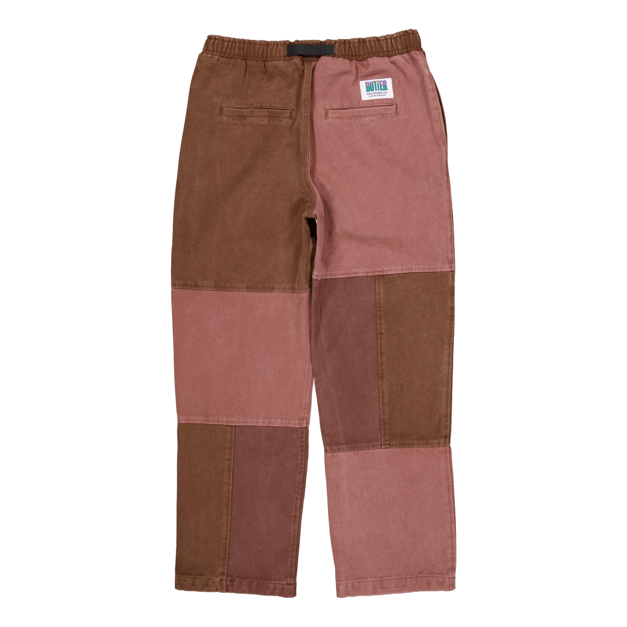 Washed Canvas Patchwork Pants Washed Burgundy