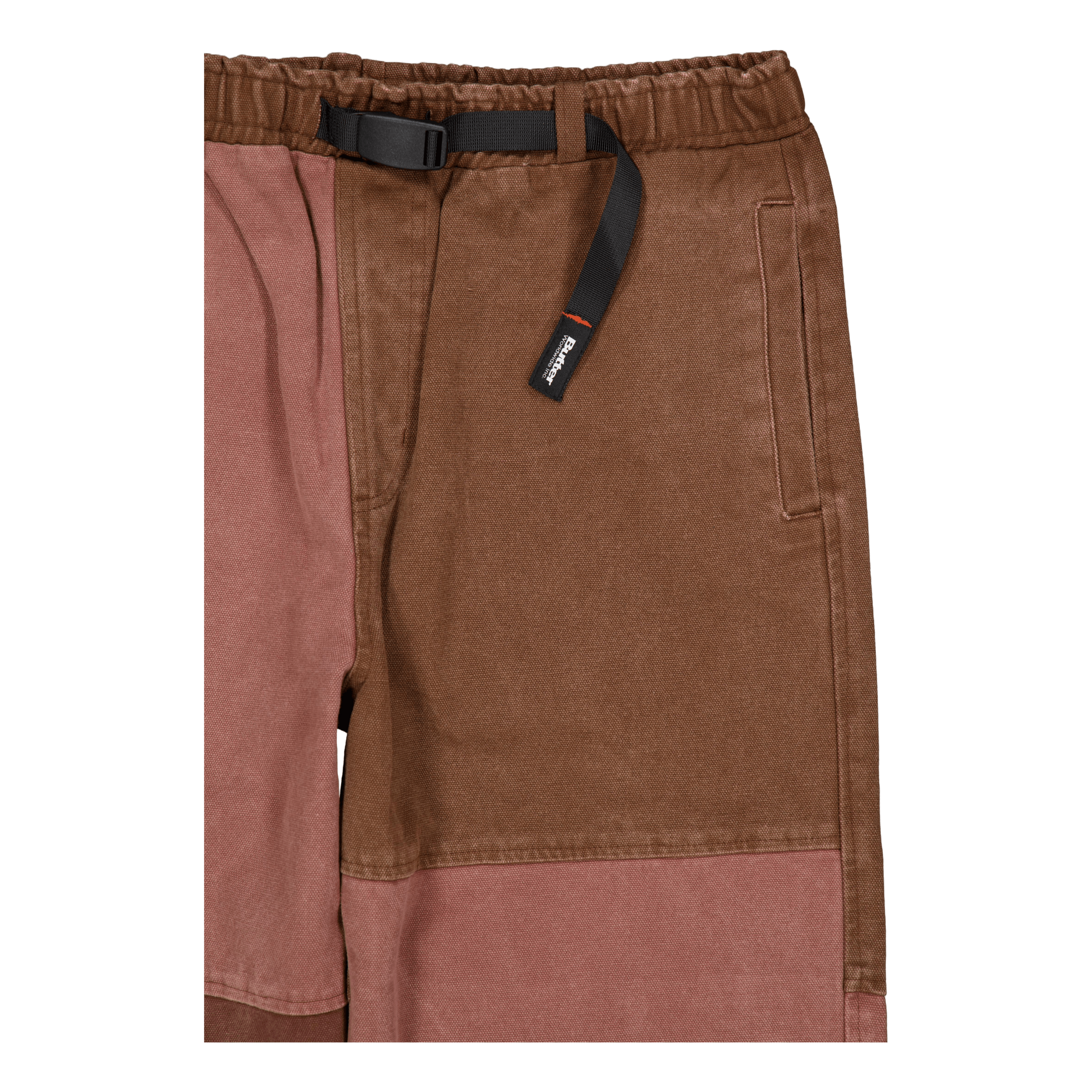 Washed Canvas Patchwork Pants Washed Burgundy