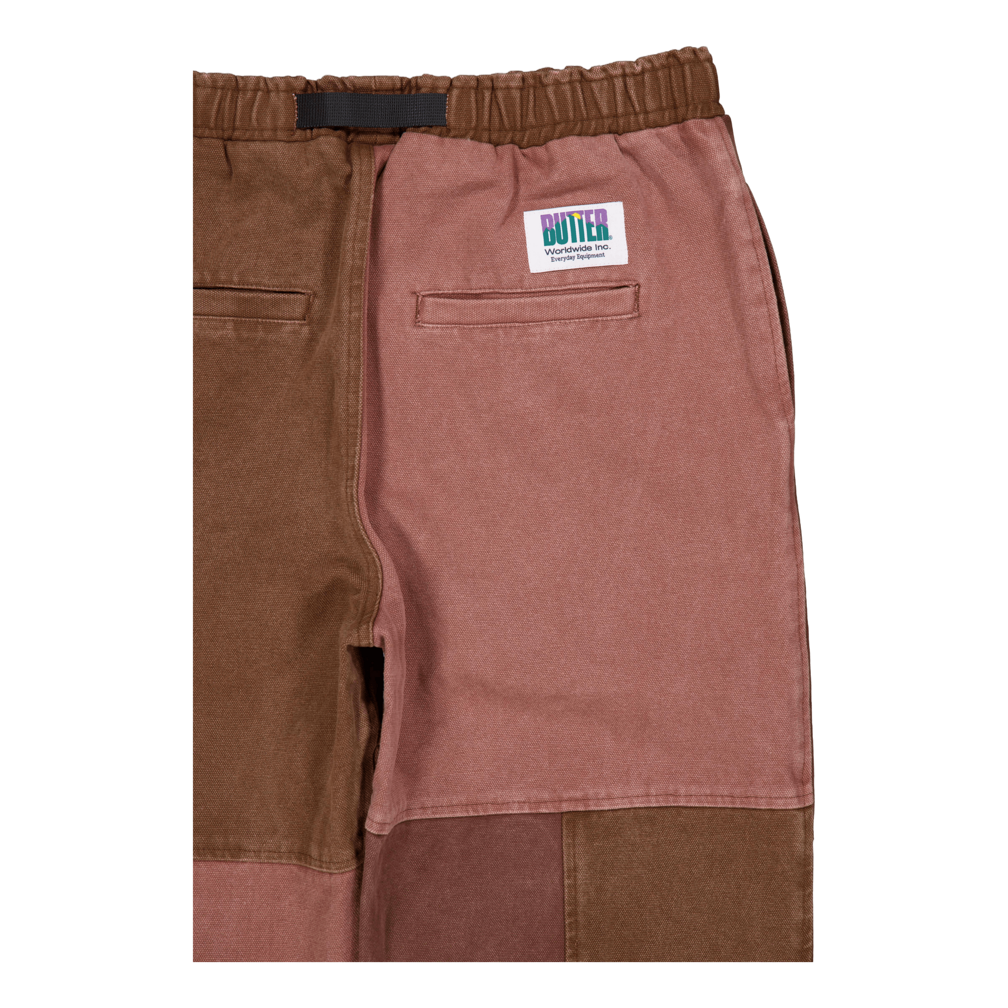 Washed Canvas Patchwork Pants Washed Burgundy