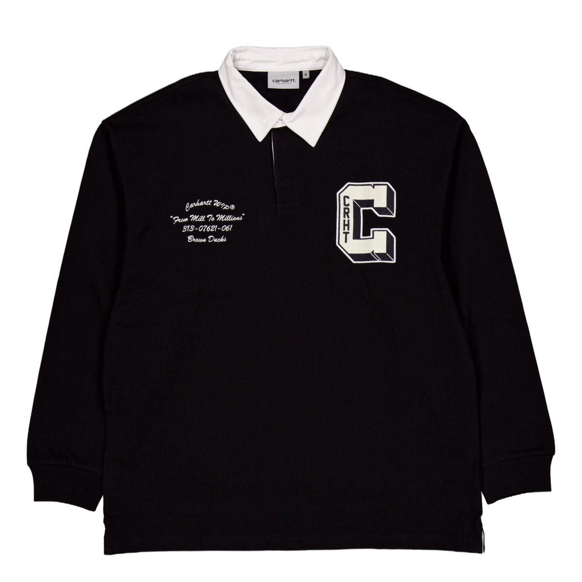 L/s Brown Ducks Rugby Shirt Black / White