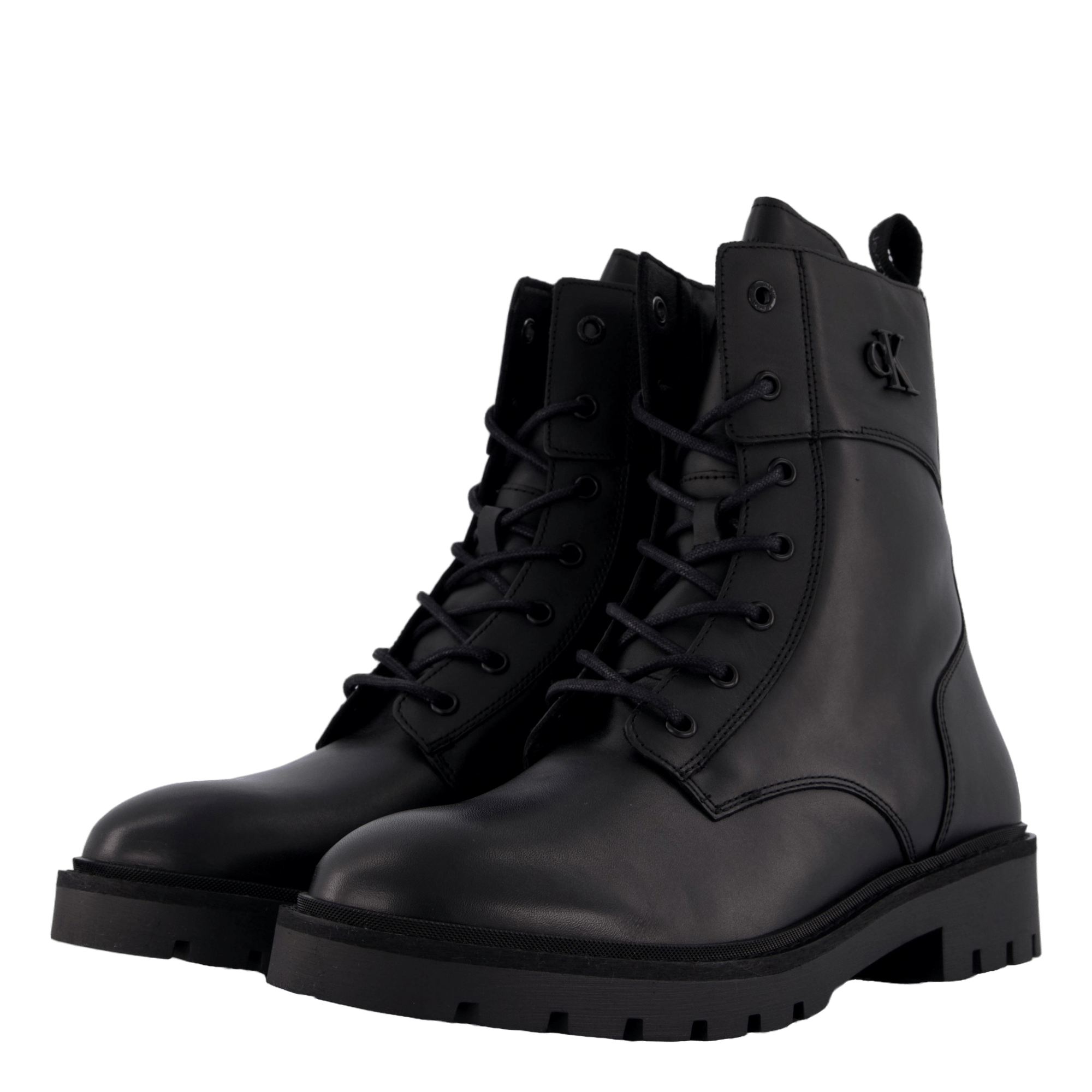 Combat Boot Mid Zip Lth In Cal Triple Black