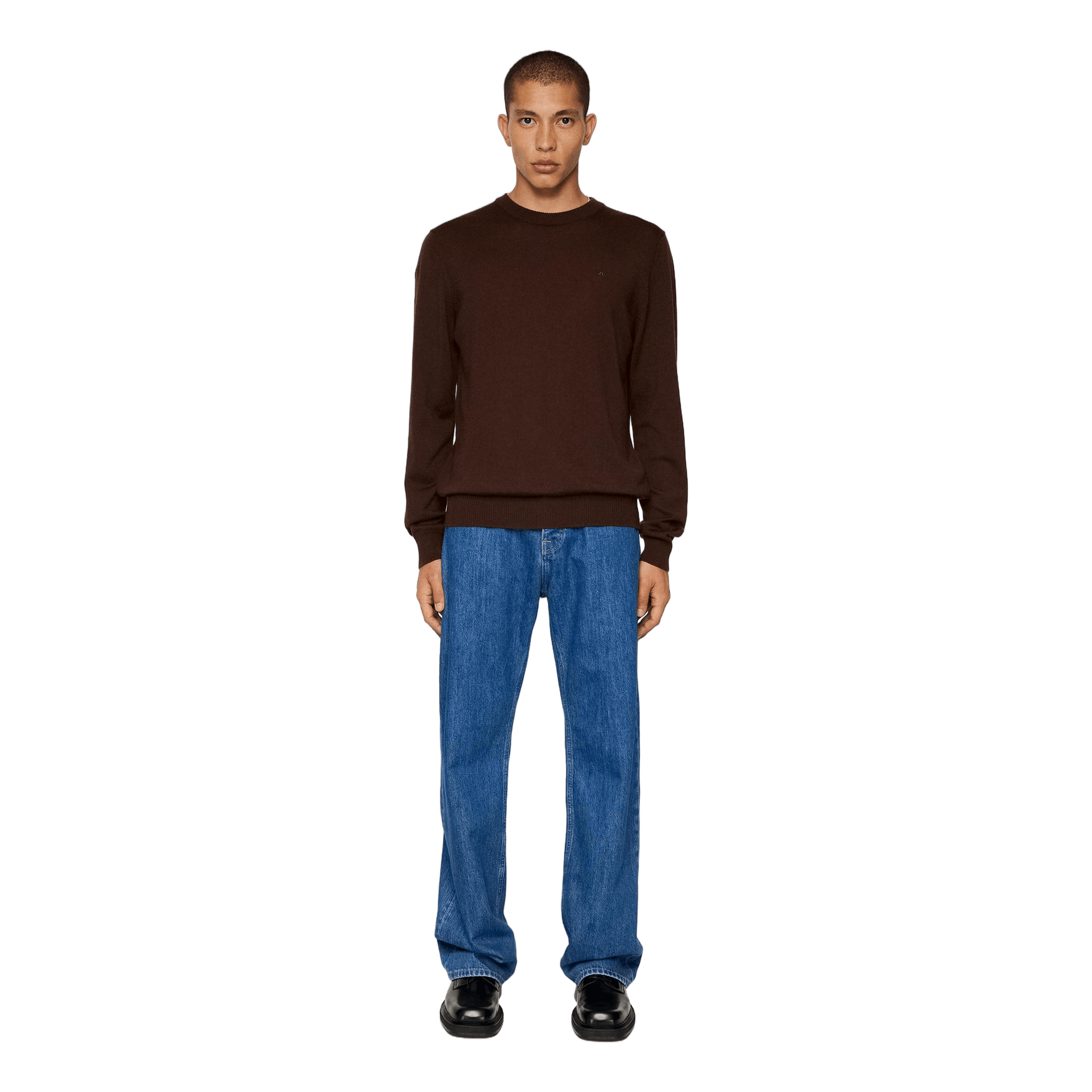 Keane Merino Crew Neck Sweater Bitter Chocolate