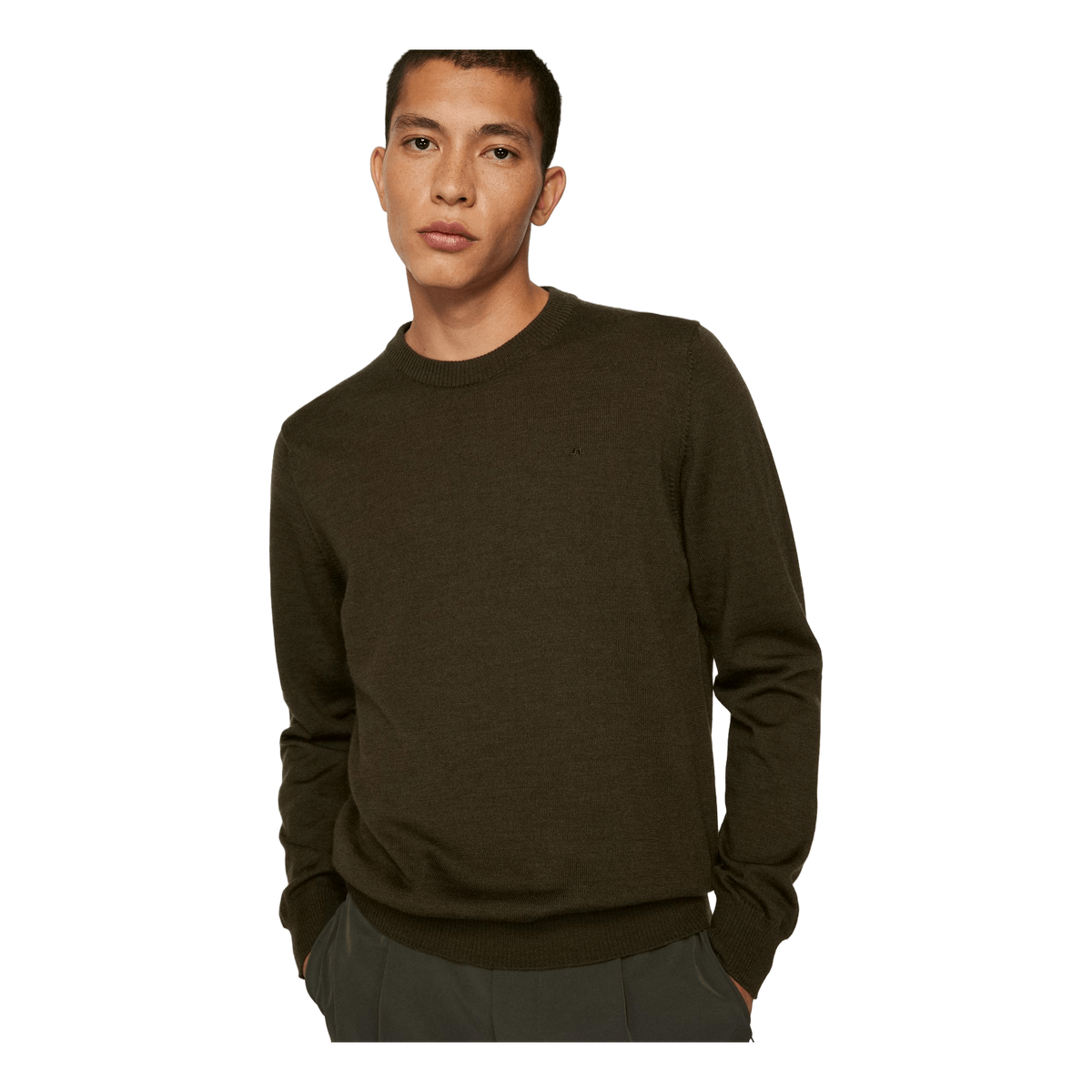 Keane Merino Crew Neck Sweater Forest Green