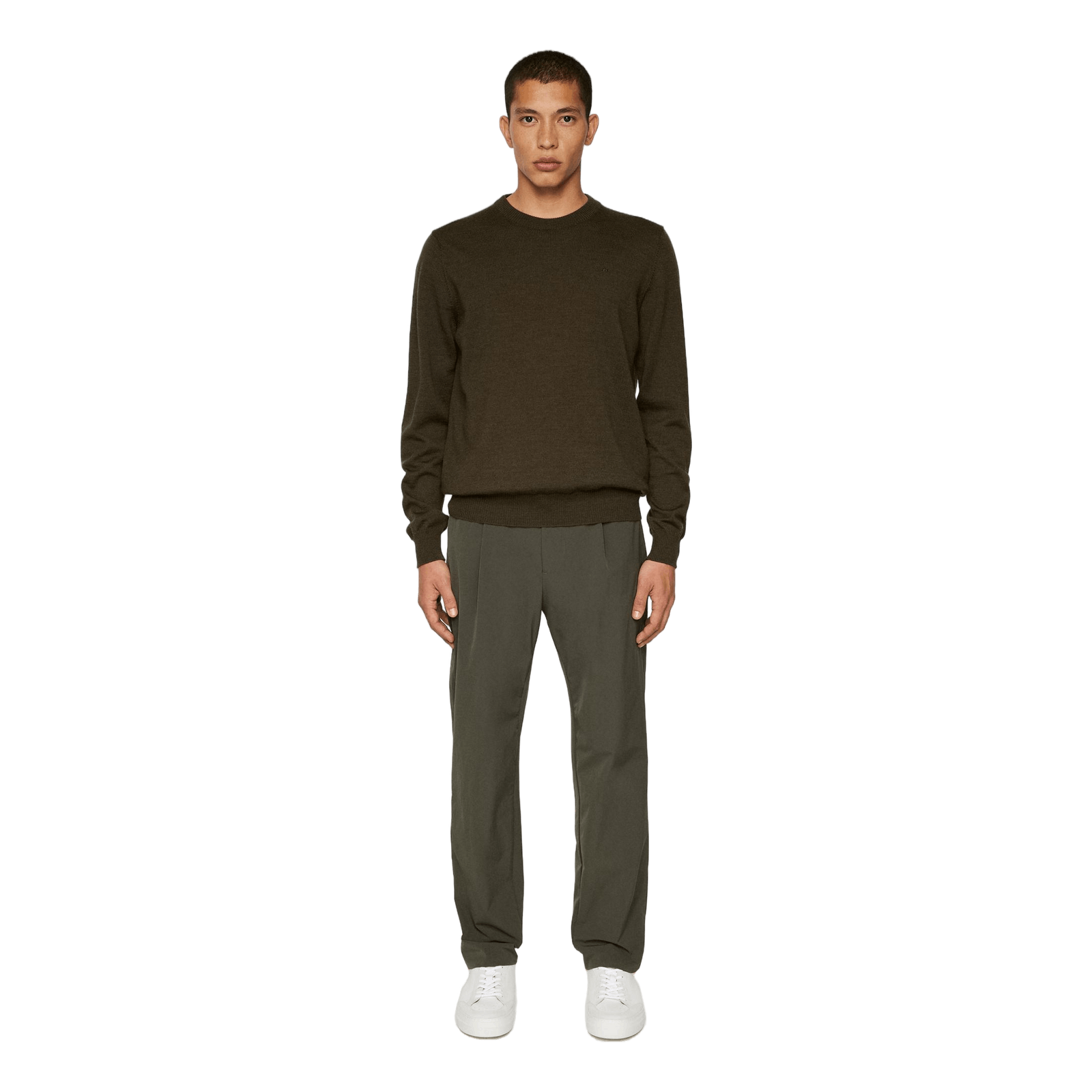 Keane Merino Crew Neck Sweater Forest Green