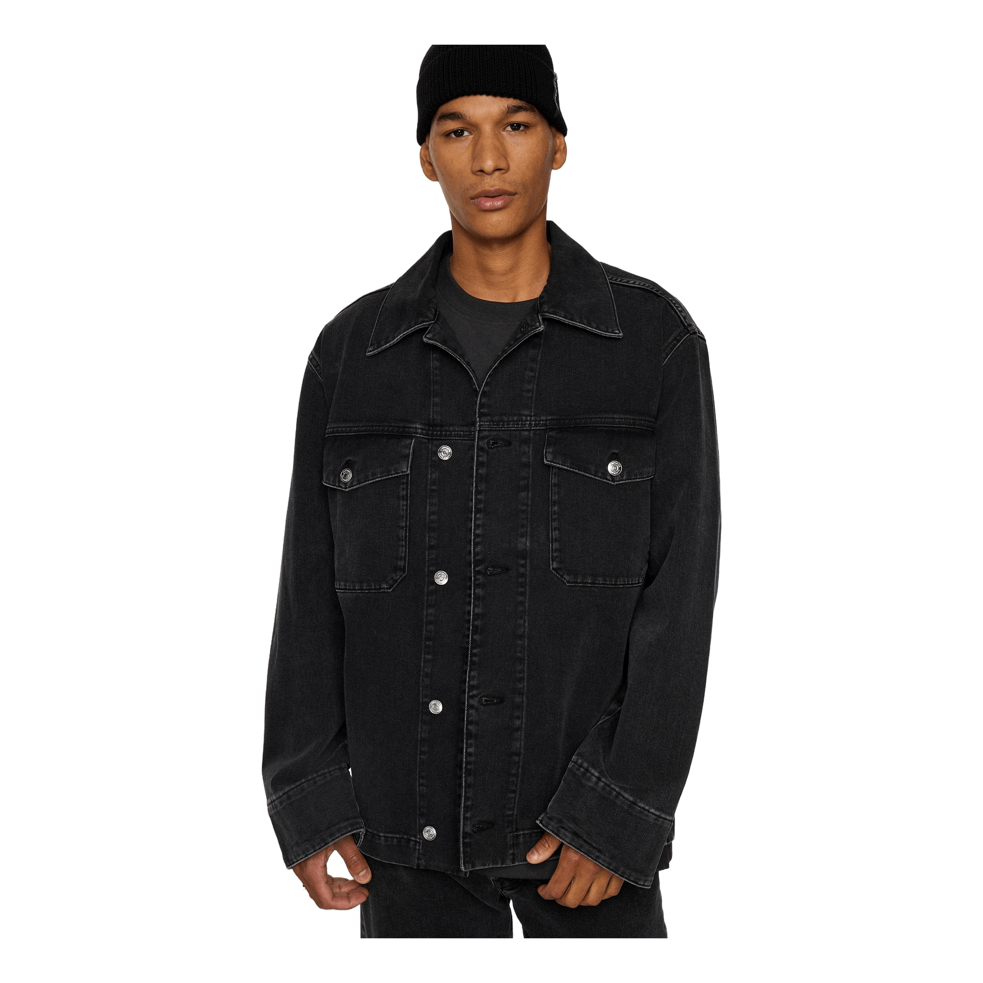 Hunt Washed Denim Overshirt Black