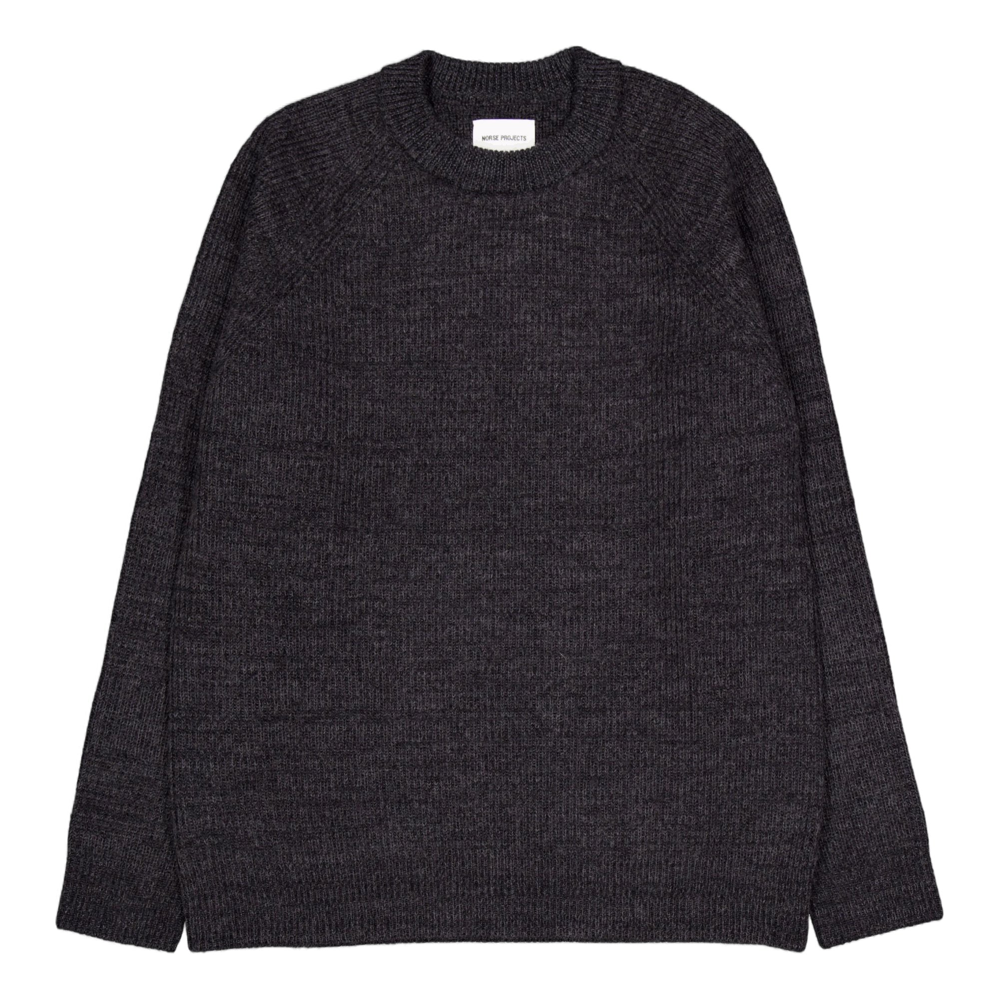 Roald Wool Cotton Rib Sweater 1600 Dark Grey Melange