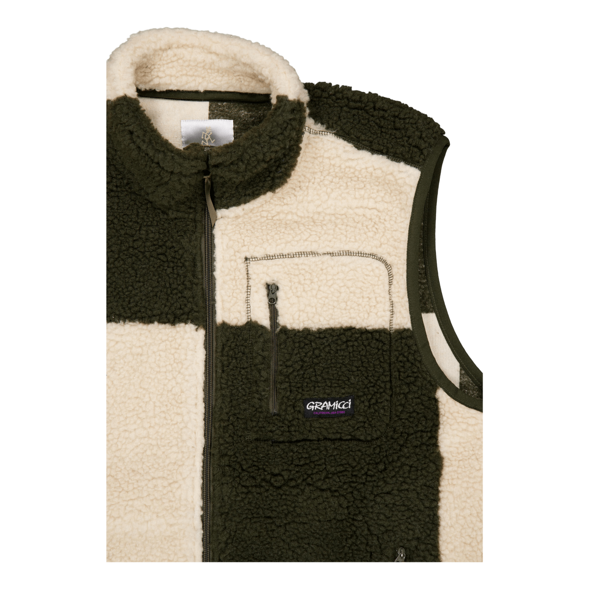 Checkered Sherpa Vest Natural / Olive Check